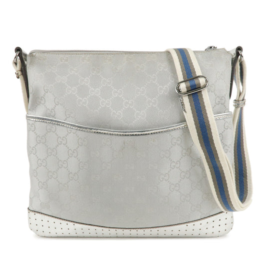 GUCCI-Sherry-GG-Canvas-Leather-Shoulder-Bag-Silver-145857