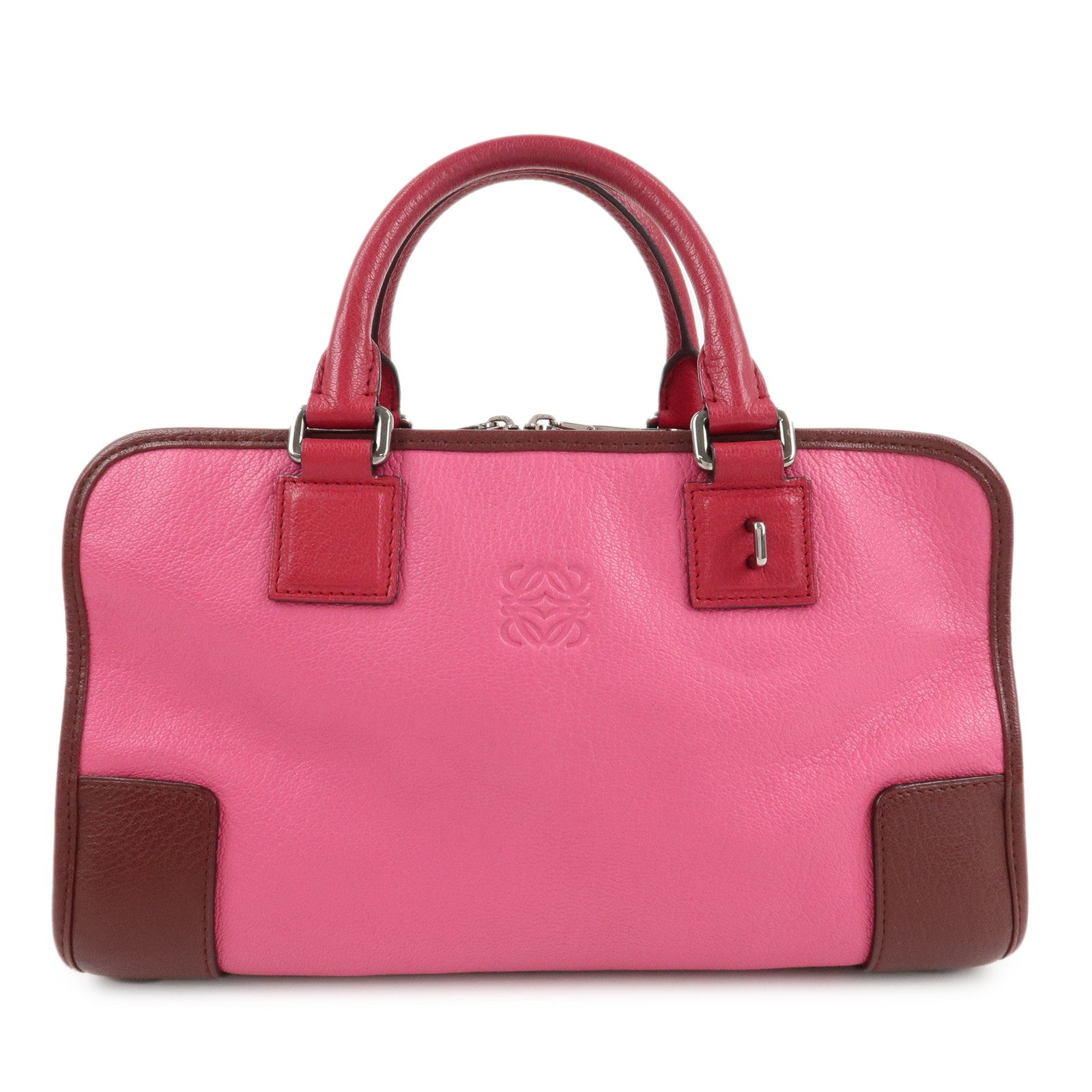 LOEWE-Anagram-Leather-Amazona-28-Hand-Bag-Pink-Bordeaux