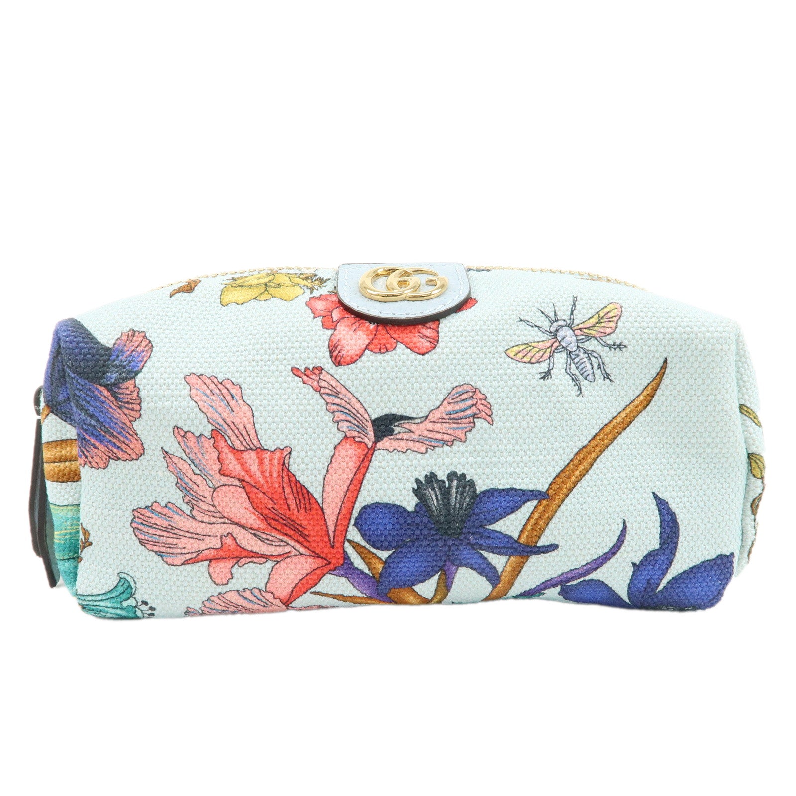 GUCCI-Ophidia-GG-Flora-Canvas-Leather-Pouch-Blue-577355