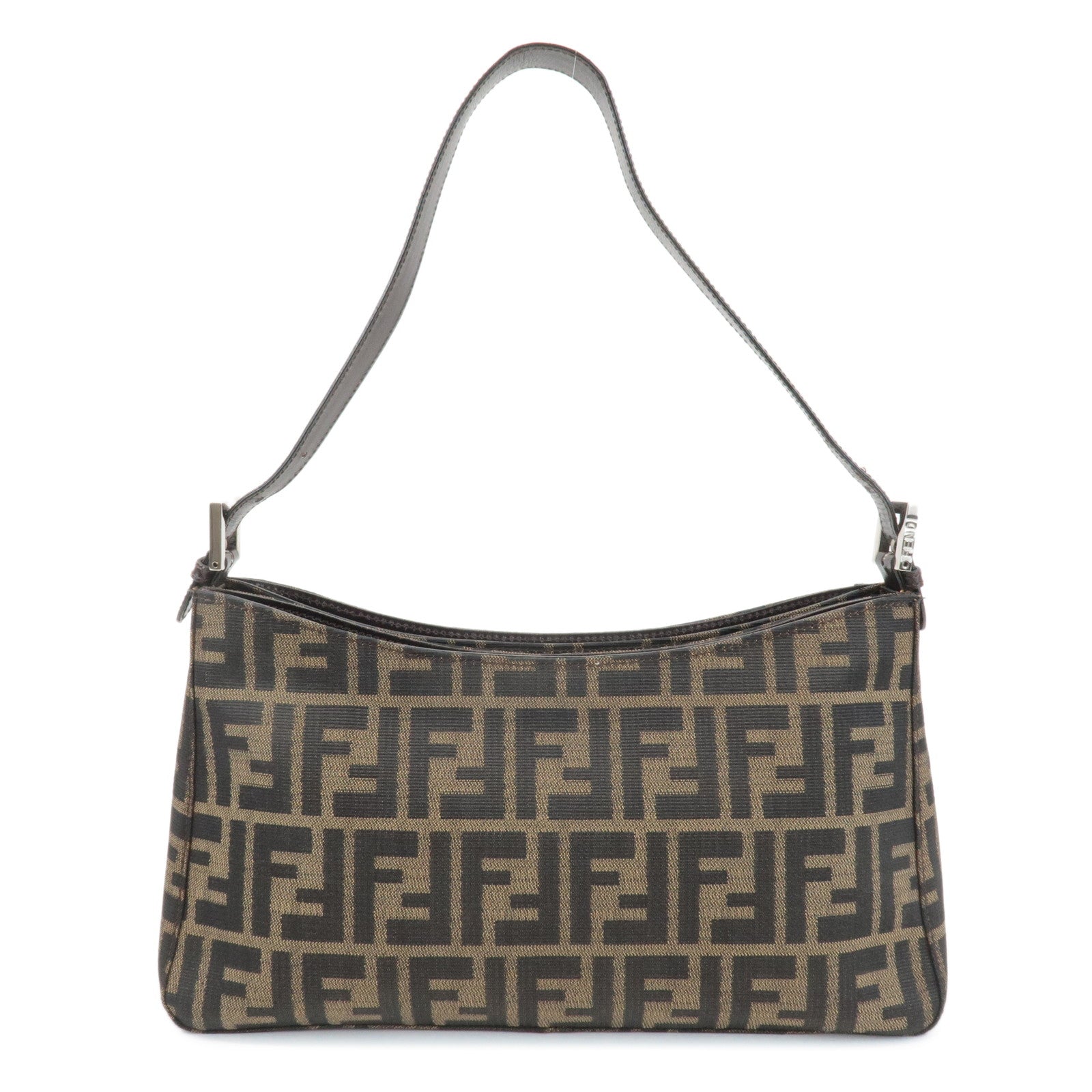 FENDI-Zucca-Canvas-Leather-Shoulder-Bag-Brown-Black-915885992