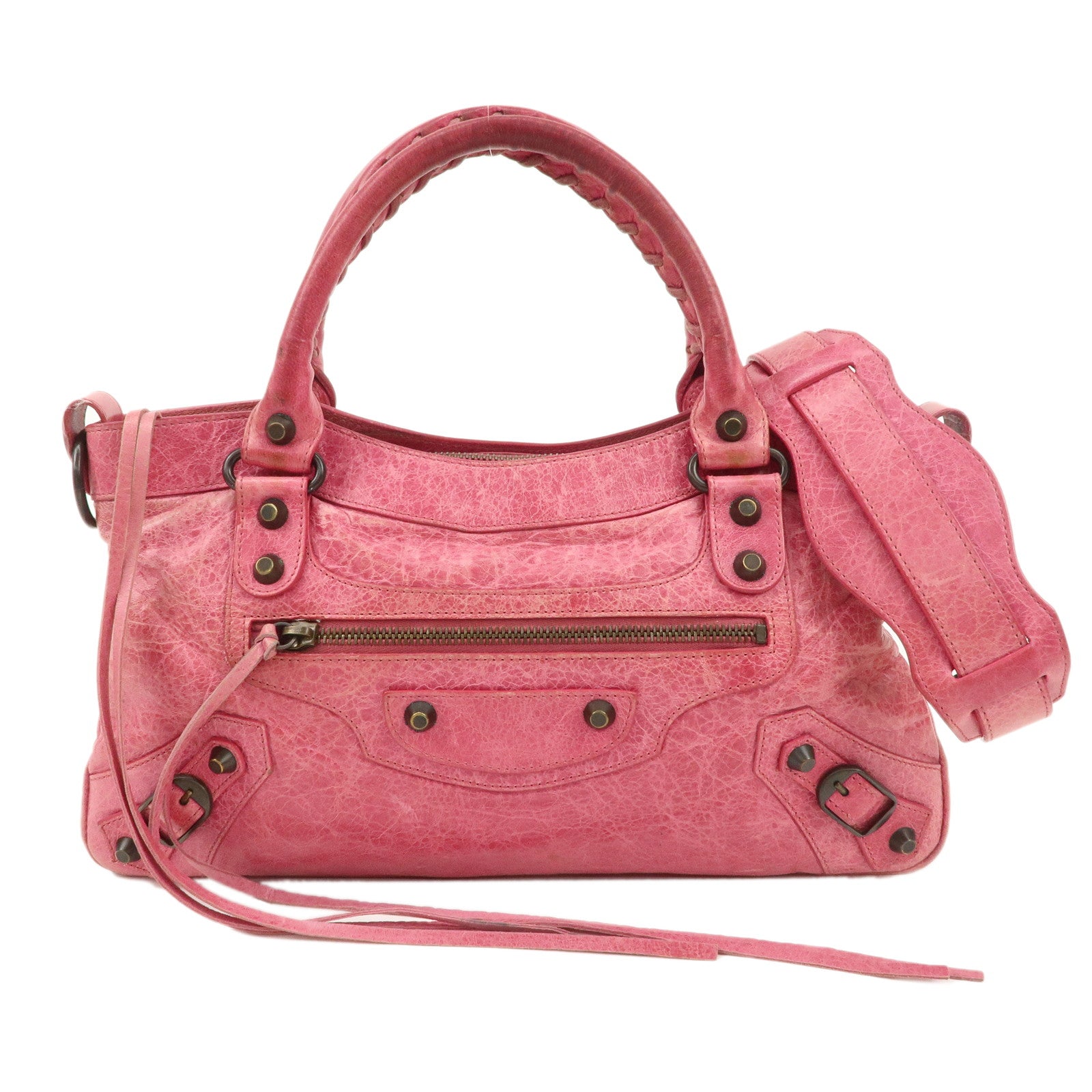 BALENCIAGA-The-First-Leather-2Way-Bag-Hand-Bag-Pink-103208