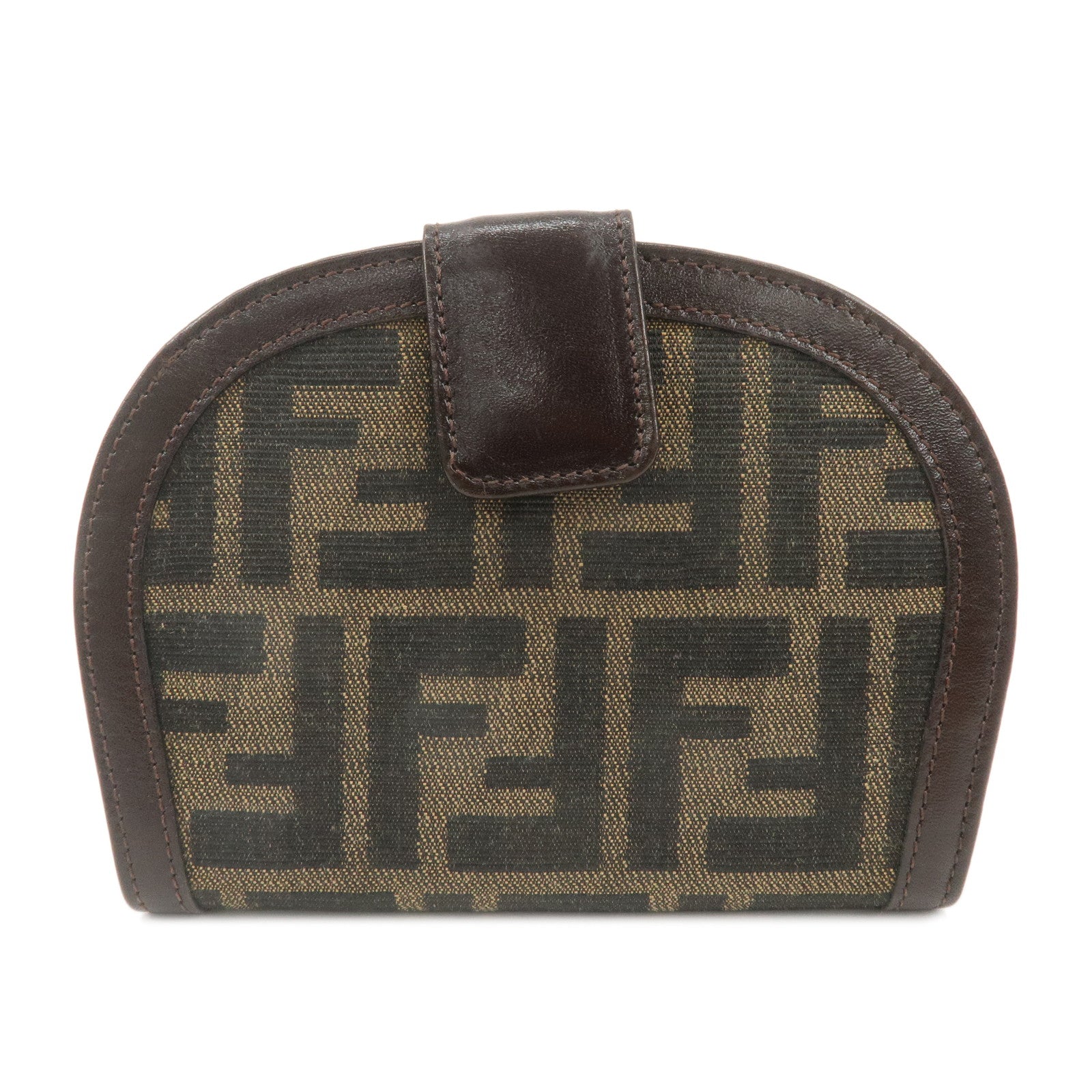 FENDI-Zucca-Canvas-Leather-Bi-Fold-Wallet-Brown-Black-1223