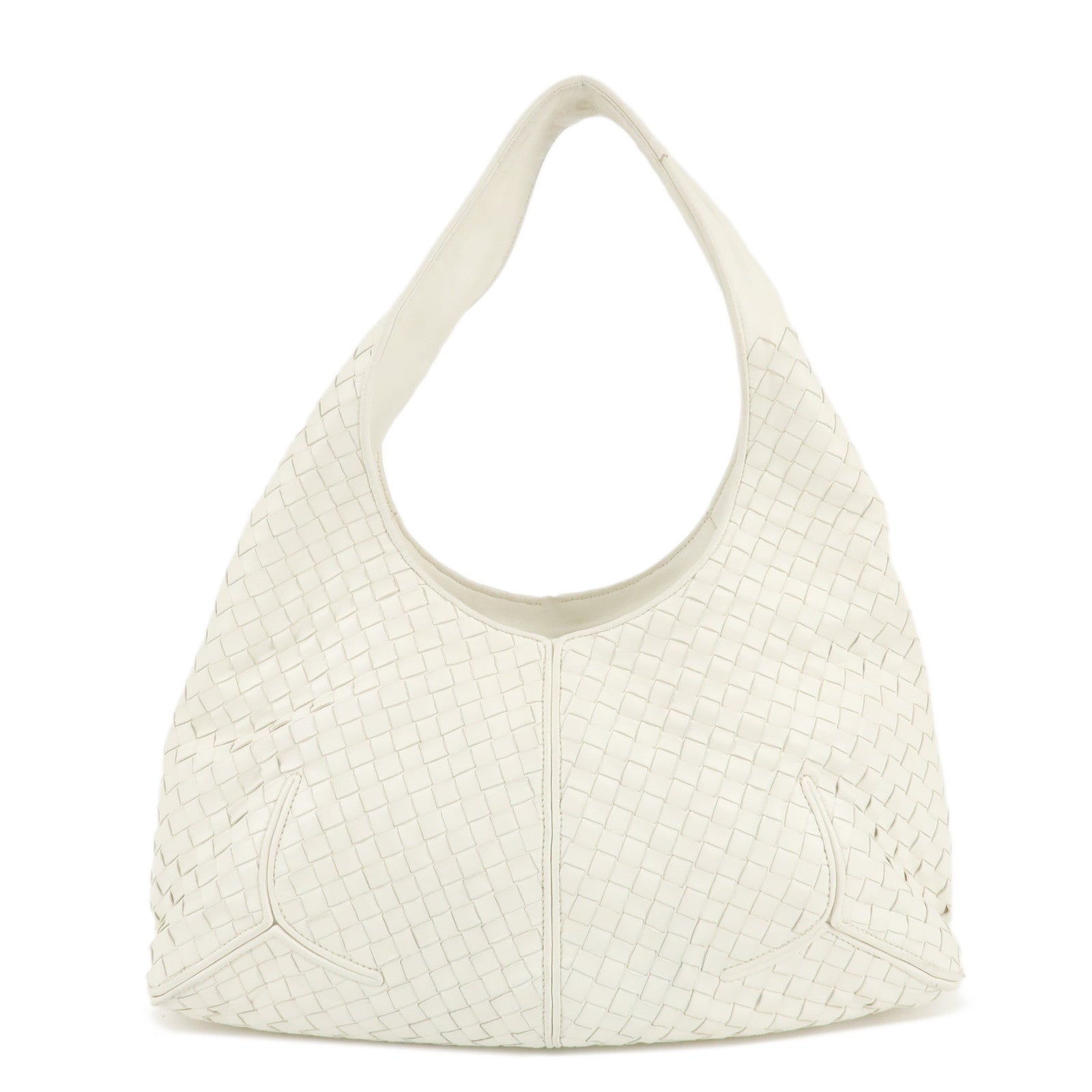 BOTTEGA-VENETA-Intrecciato-Leather-Shoulder-Bag-White-145552