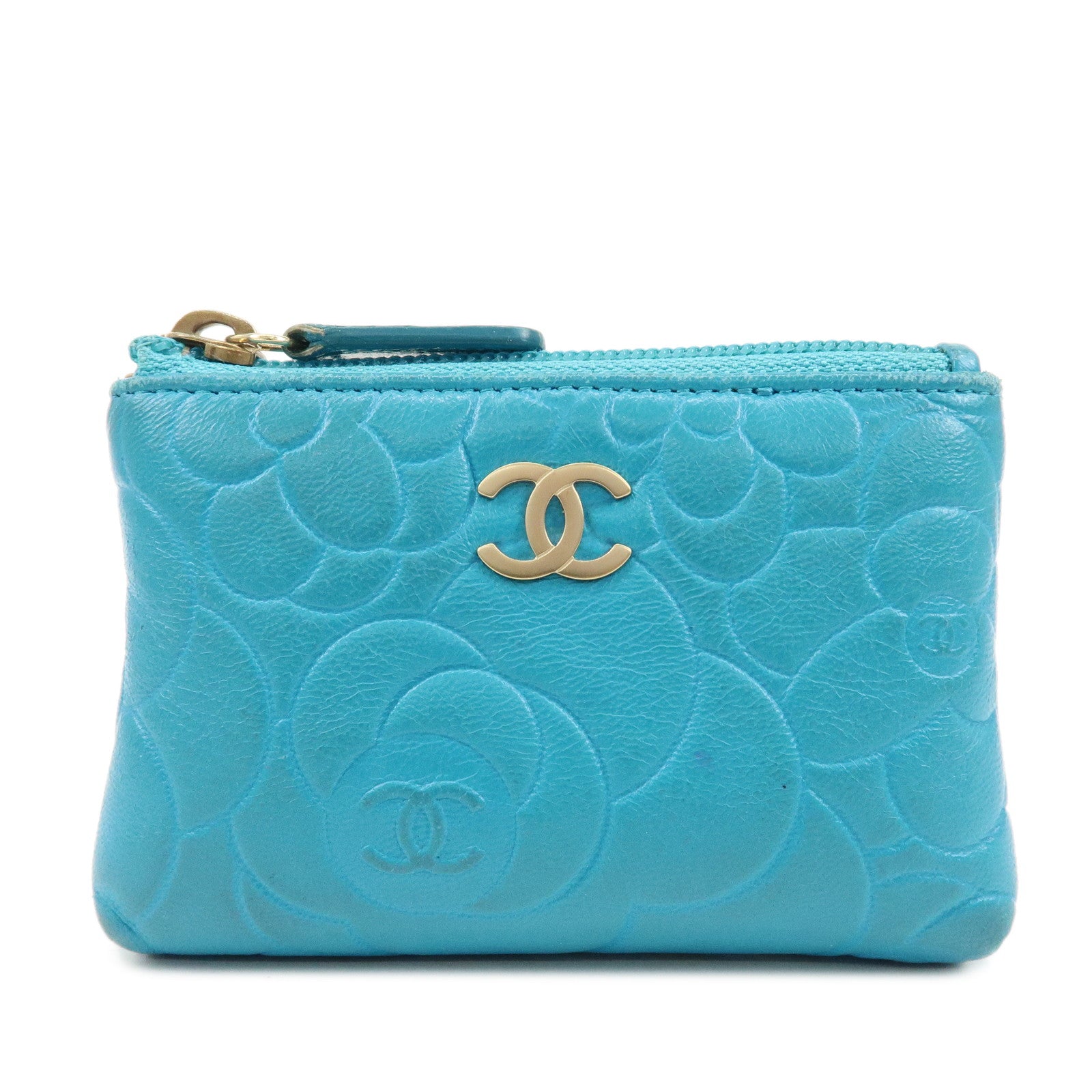 CHANEL-Camellia-Coco-Mark-Lamb-Skin-Coin-Case-Blue-A50090