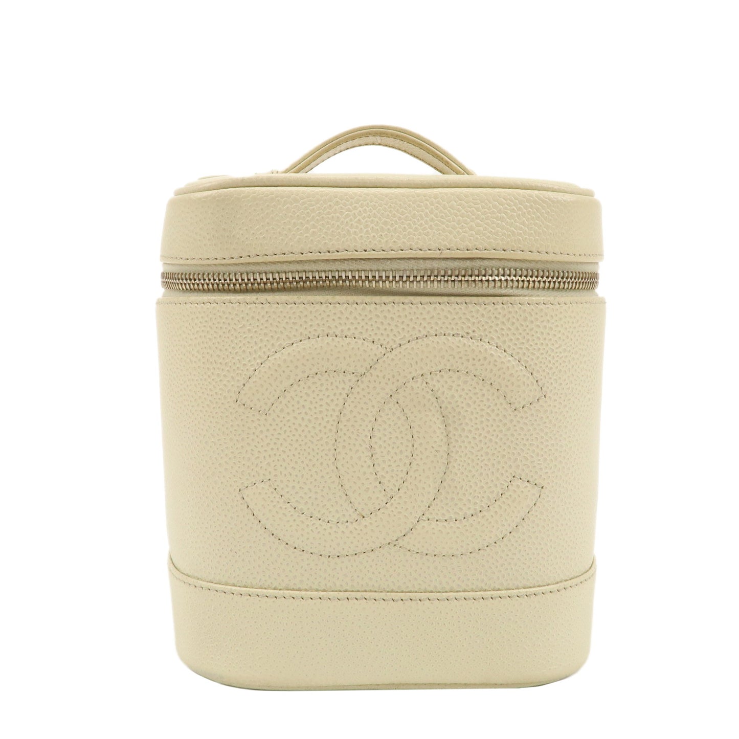 CHANEL-Caviar-Skin-Vanity-Bag-Hand-Bag-Cosmetic-Pouch-Ivory-A01998