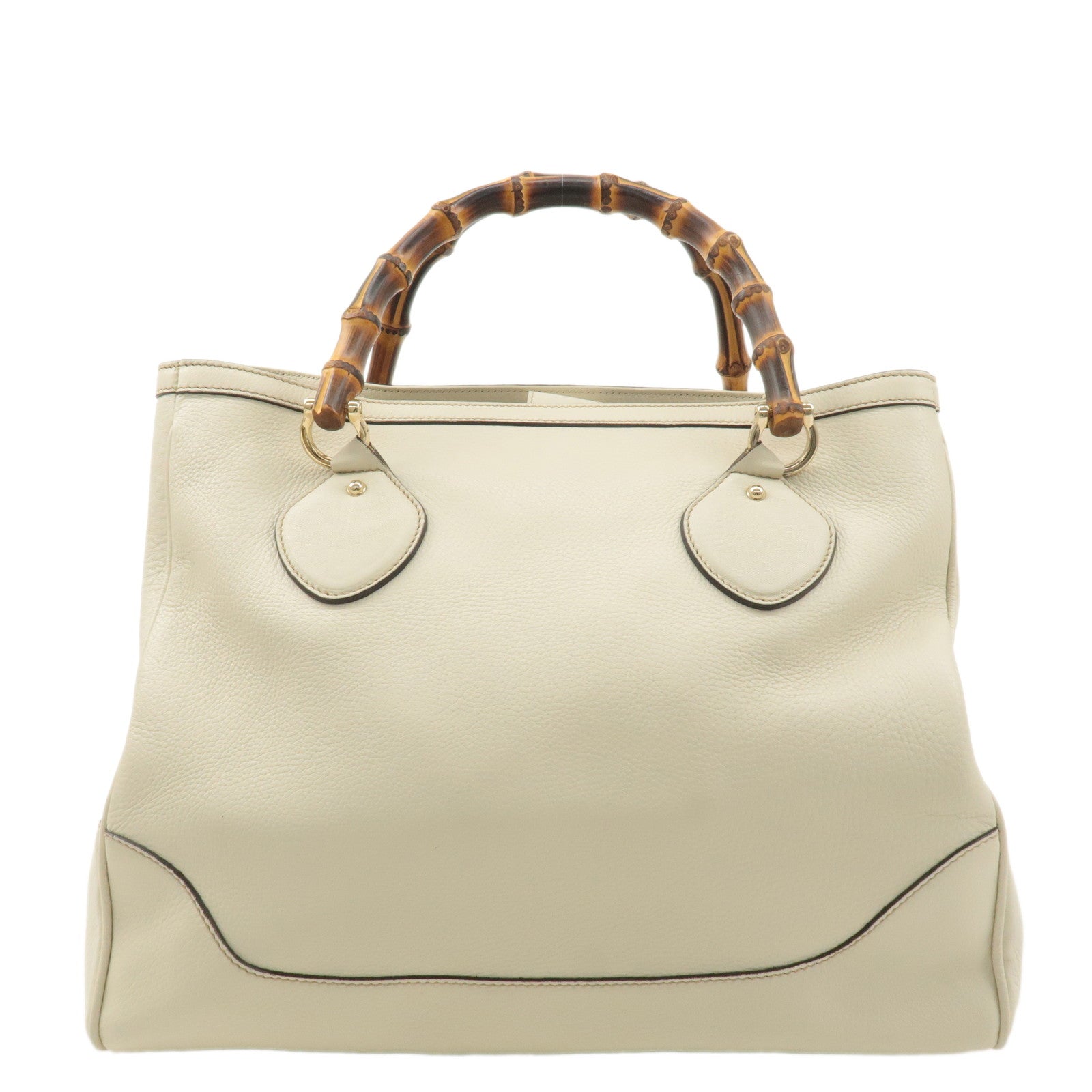 GUCCI Bamboo Leather Hand Bag Ivory 282317