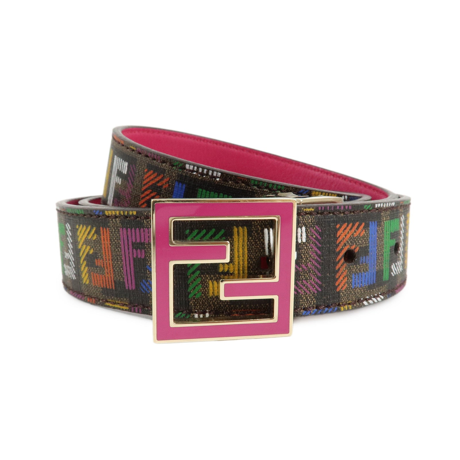 FENDI-Zucchino-PVC-FF-Logo-Belt-Multi-Color