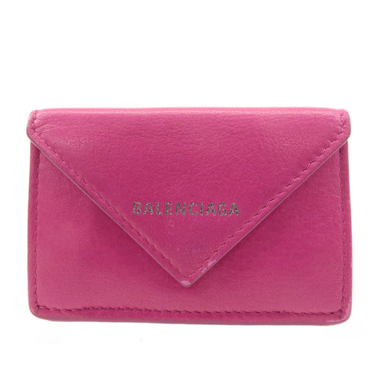 BALENCIAGA-Leather-Paper-Mini-Wallet-Rose-Magenta-391446