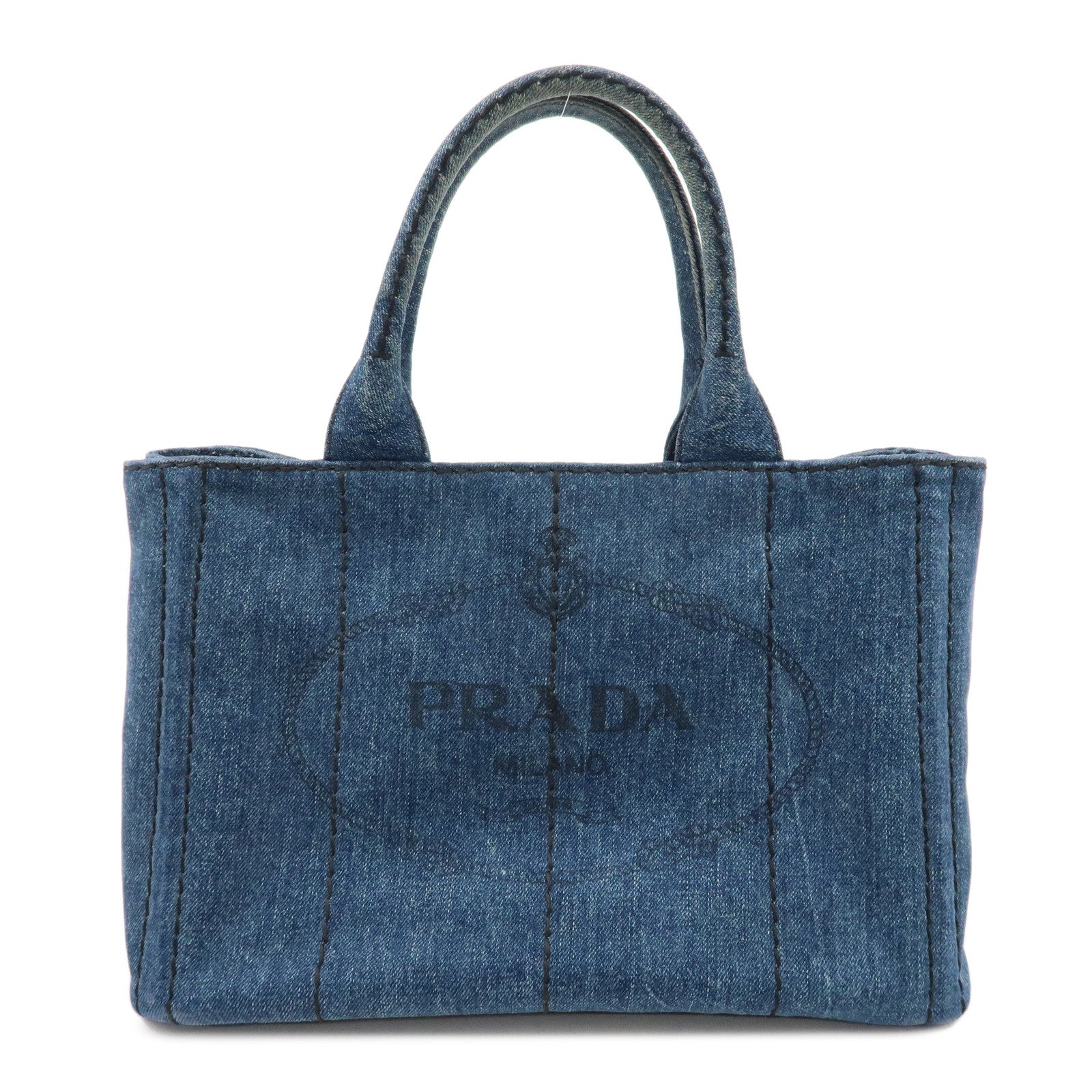 PRADA-Canapa-Mini-Denim-2Way-Tote-Shoulder-Bag-Blue-1BG439