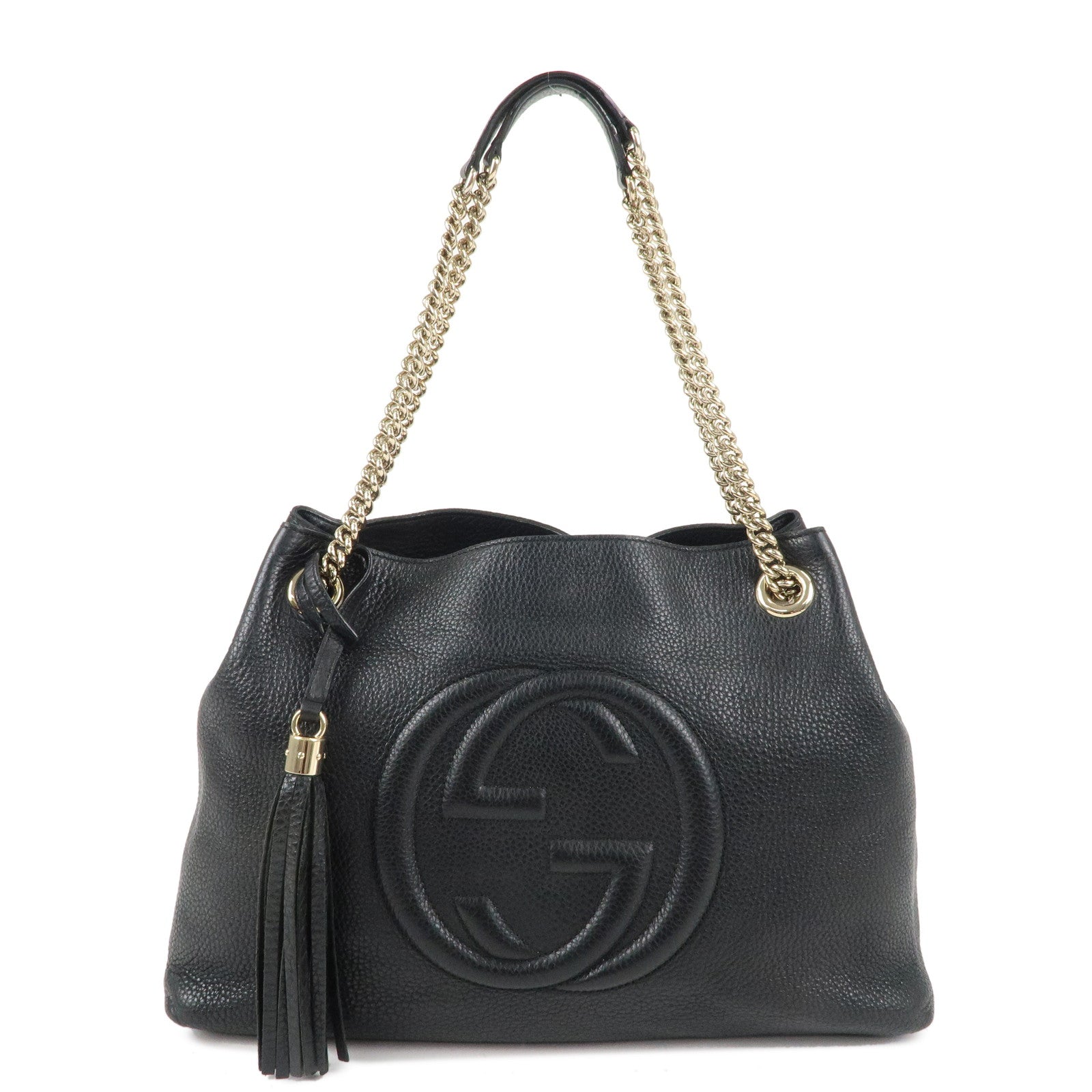 GUCCI-Soho-Leather-Chain-Shoulder-Bag-Black-308982