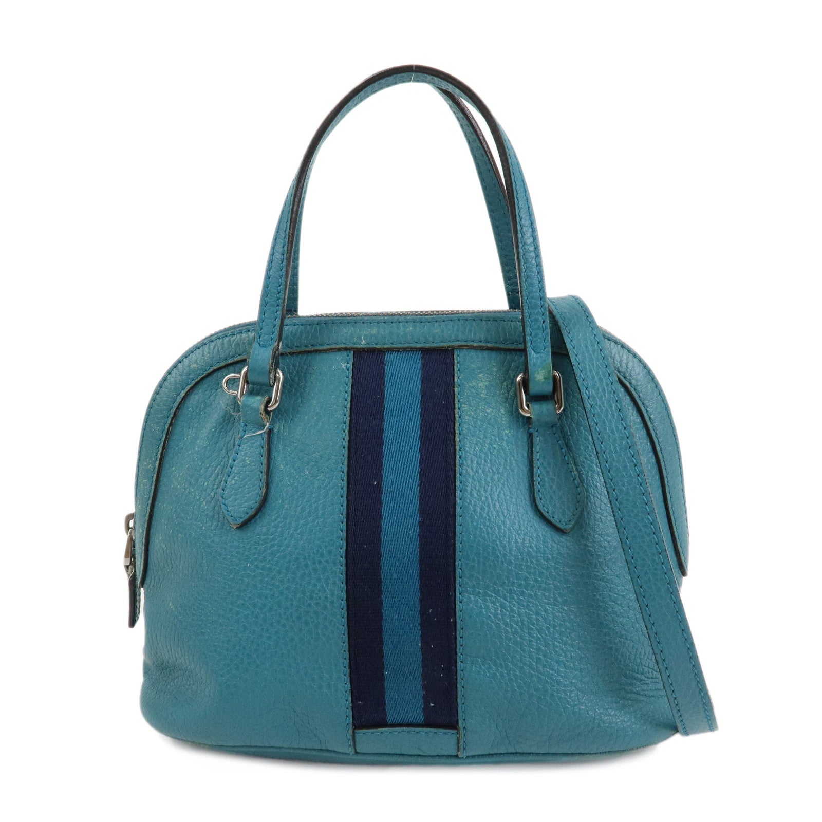 GUCCI-Sherry-Leather-2Way-Shoulder-Bag-Hand-Bag-Blue-341504