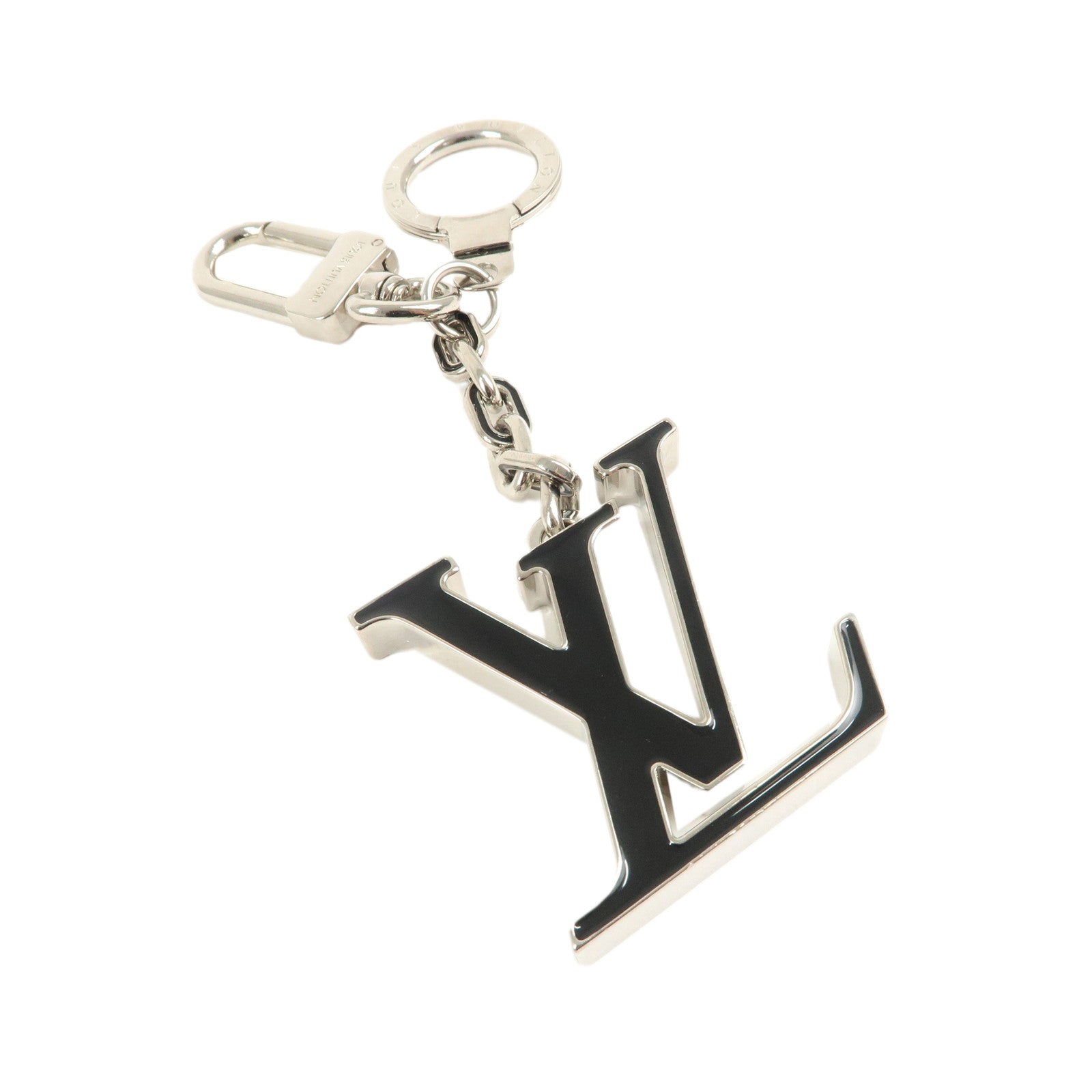 Louis-Vuitton-Porte-Cles-Initial-LV-Bag-Charm-Noir-Silver-M66269