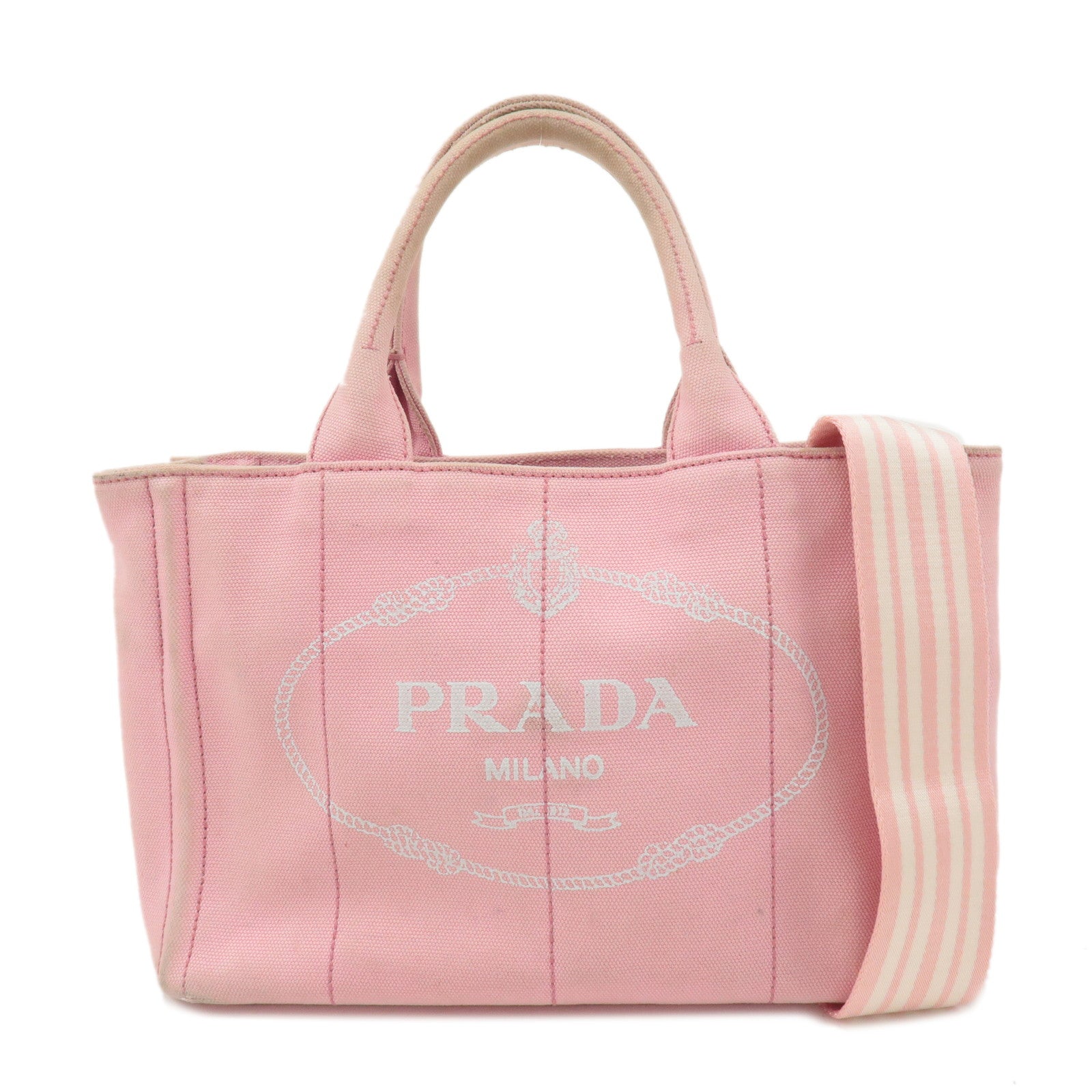 PRADA Canapa Mini Canvas 2Way Shoulder Bag LIght Pink 1BG439