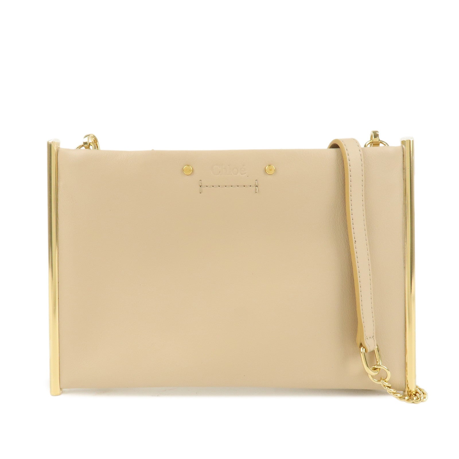 Chloe-Leather-Chain-Shoulder-Bag--Mini-Bag-Gold-HDW-Beige