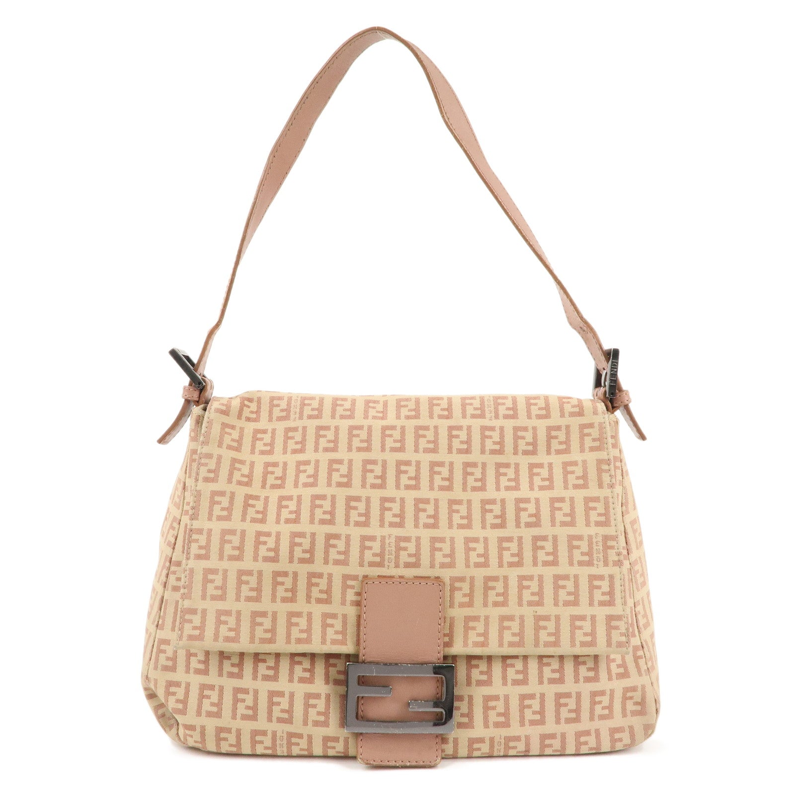 FENDI-Zucchino-Canvas-Leather-Mamma-Baguette-Shoulder-Bag-8BR001