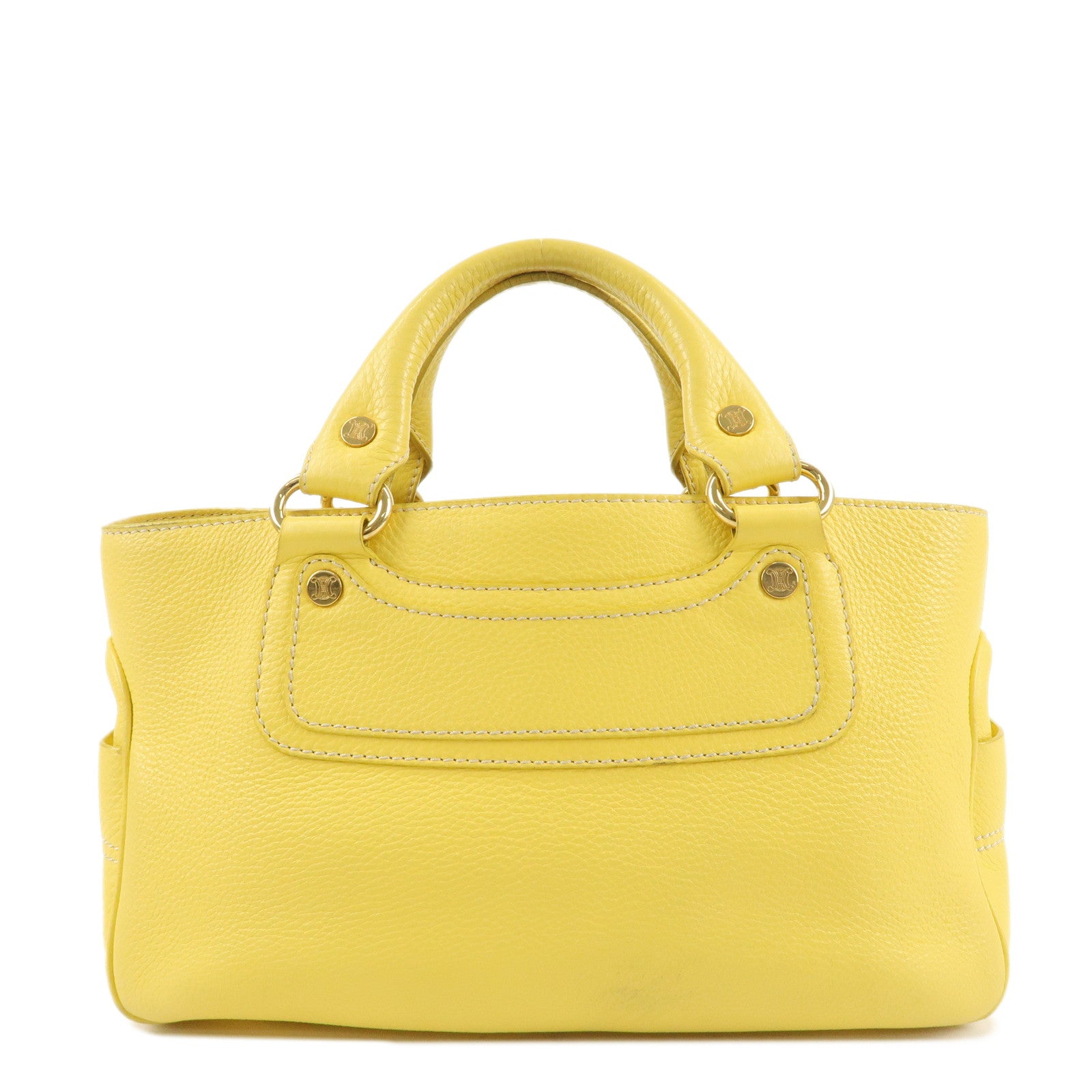 CELINE-Leather-Boogie-Bag-Hand-Bag-Tote-Bag-Yellow-Gold-HDW-Used