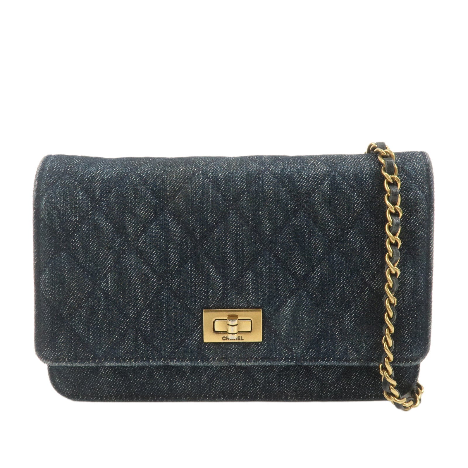 CHANEL-2.55-Denim-Leather-Chain-Shoulder-Wallet-Blue-A70328