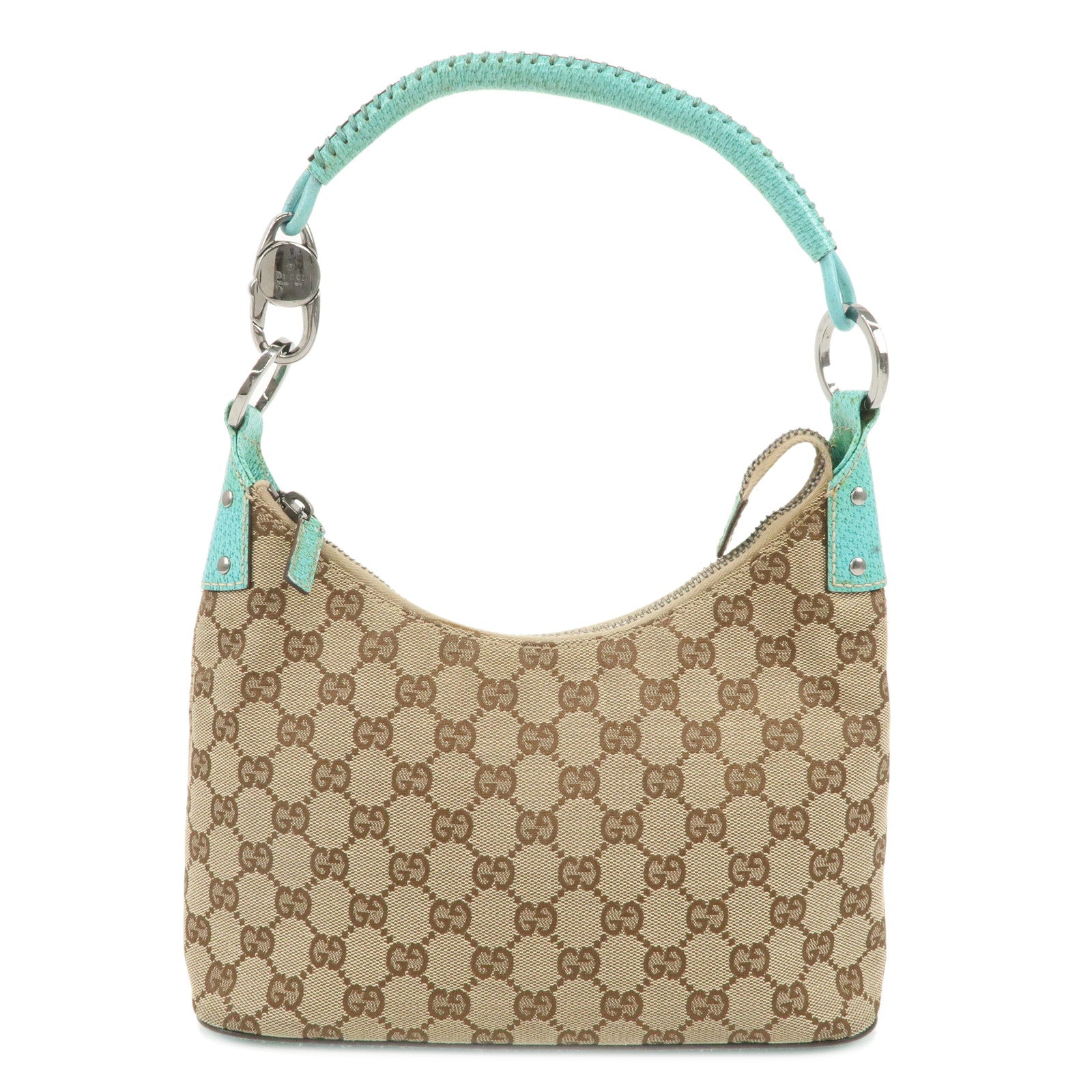 GUCCI-GG-Canvas-Leather-Shoulder-Bag-Beige-Turquoise-115002