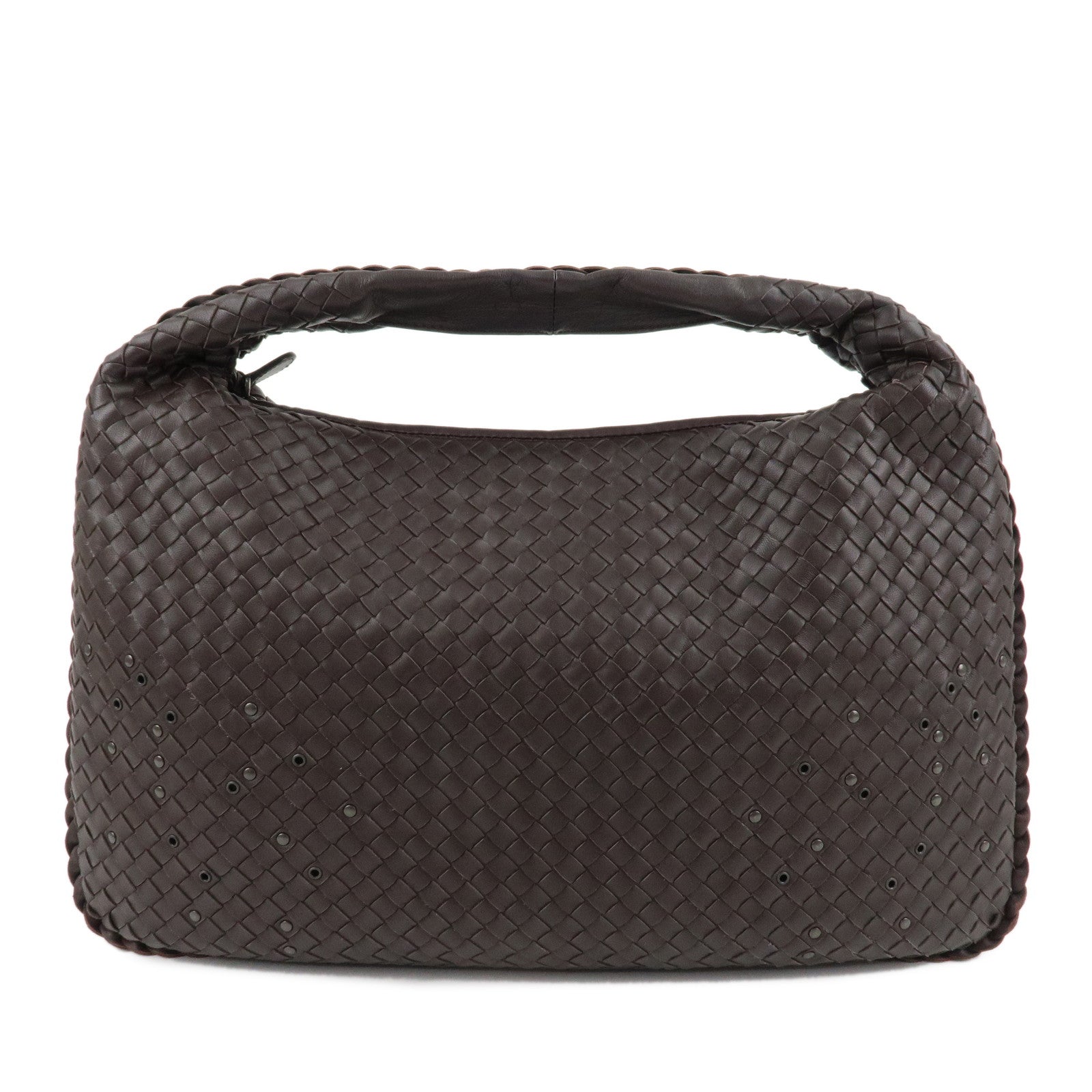 BOTTEGA-VENETA-Hobo-Intrecciato-Leather-Shoulder-Bag-Dark-Brown