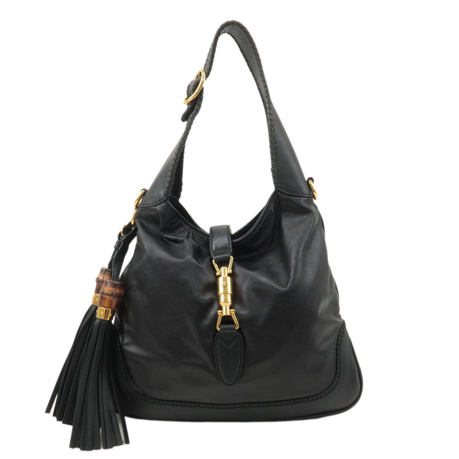 GUCCI-New-Jackie-Leather-Shoulder-Bag-Black-219725