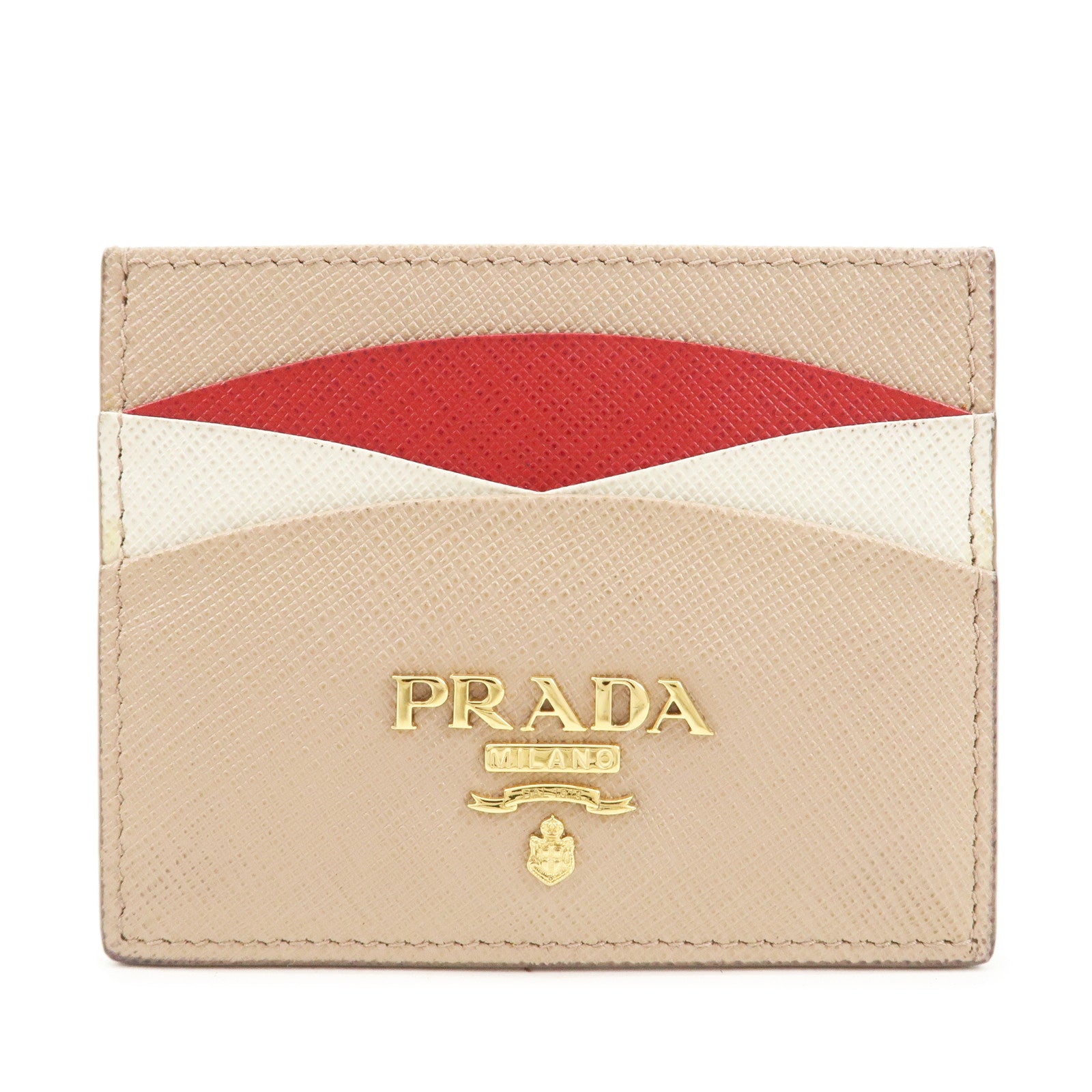 PRADA-Logo-Saffiano-Leather-Card-Case-Card-Holder-Pink-Beige