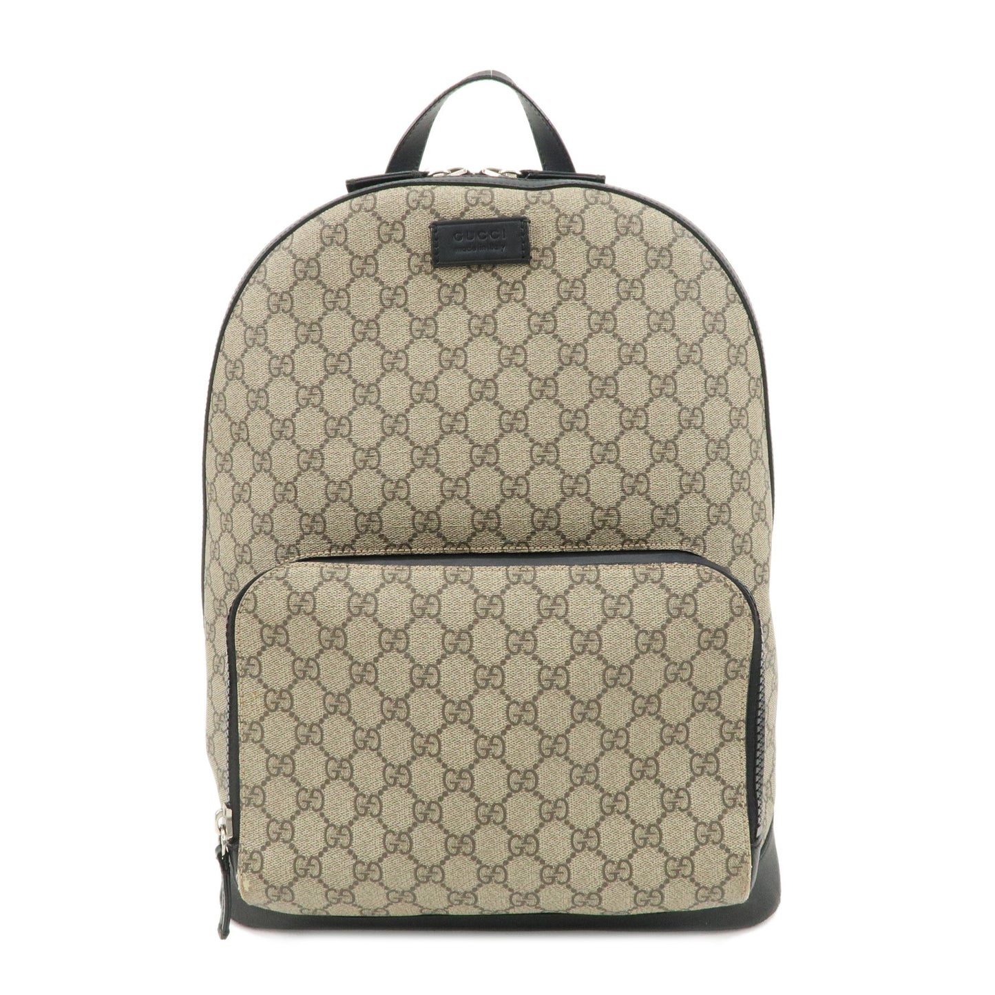 GUCCI-GG-Supreme-Leather-Backpack-Rucksack-Beige-Black-406370