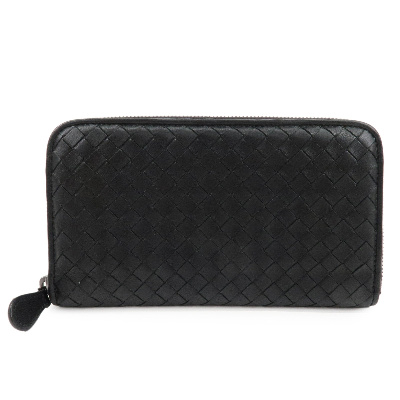 BOTTEGA-VENETA-Intrecciato-Leather-Round-Zipper-Long-Wallet-114076