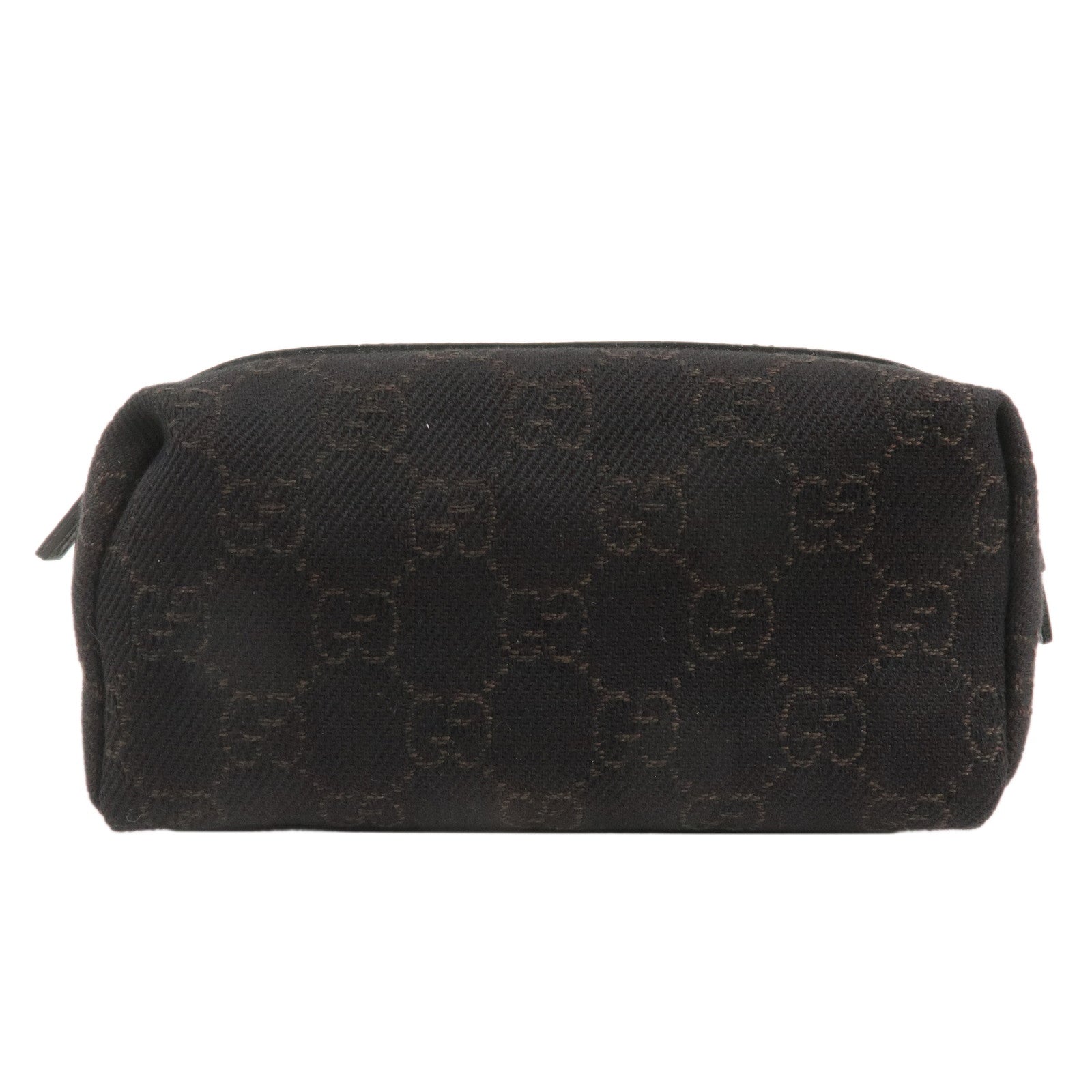 GUCCI-GG-Denim-Leather-Pouch-Cosmetic-Pouch-Dark-Brown-29596