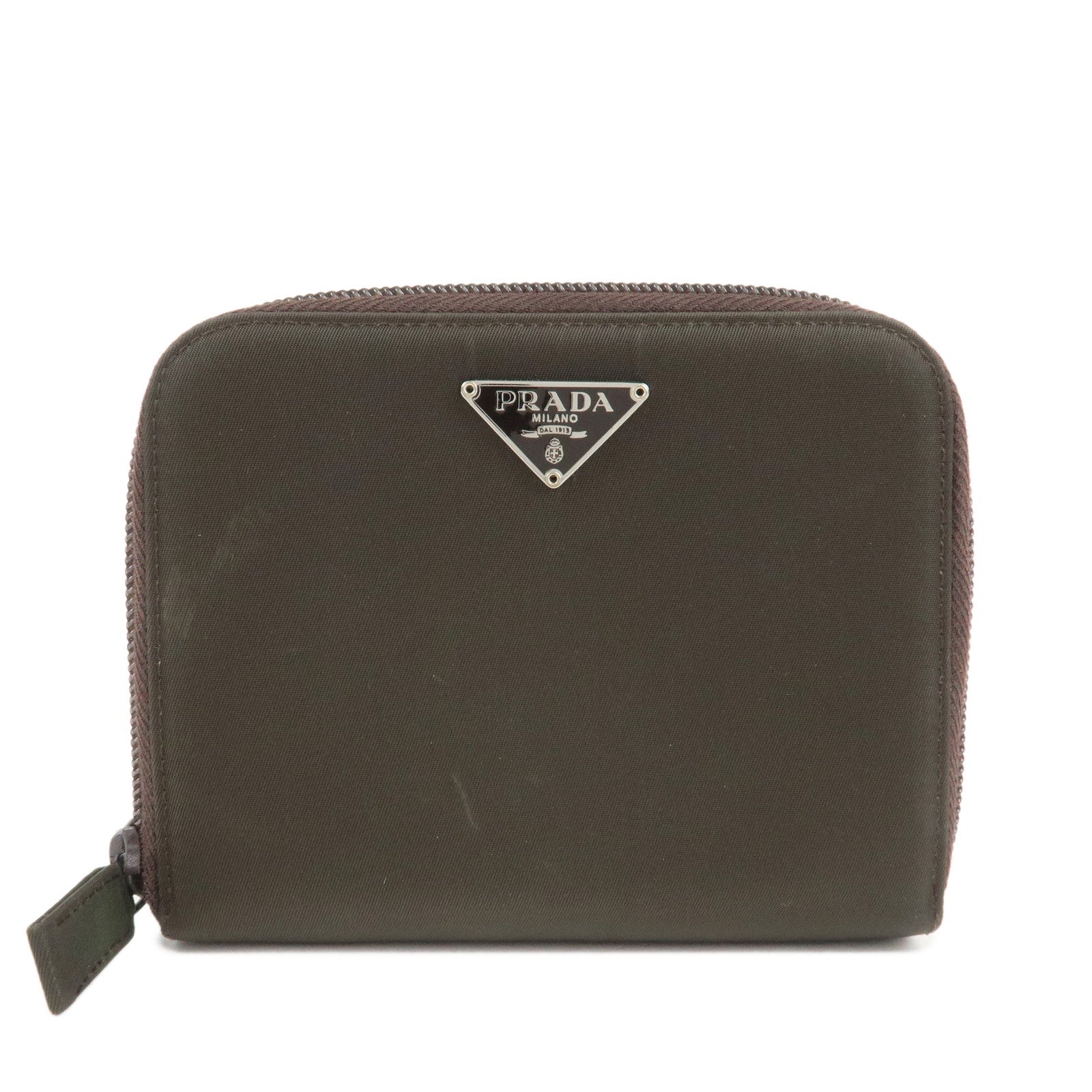 PRADA-Logo-Leather-Bi-Fold-Wallet-Small-Wallet-Khaki