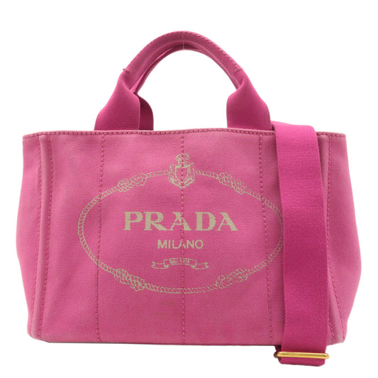 PRADA-Canapa-Mini-Canvas-2Way-Bag-Hand-Bag-Pink-B2439G