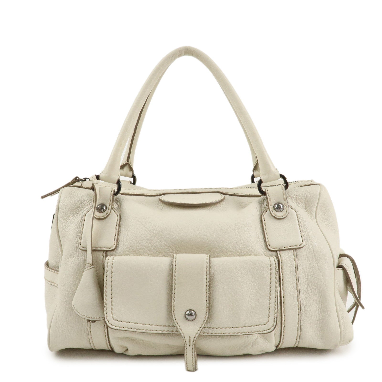 TOD'S-Leather-Shoulder-Bag-Hand-Bag-White