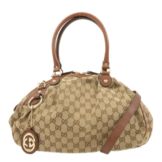 GUCCI-Sukey-GG-Canvas-Leather-2WAY-Tote-Bag-Beige-Brown-223974