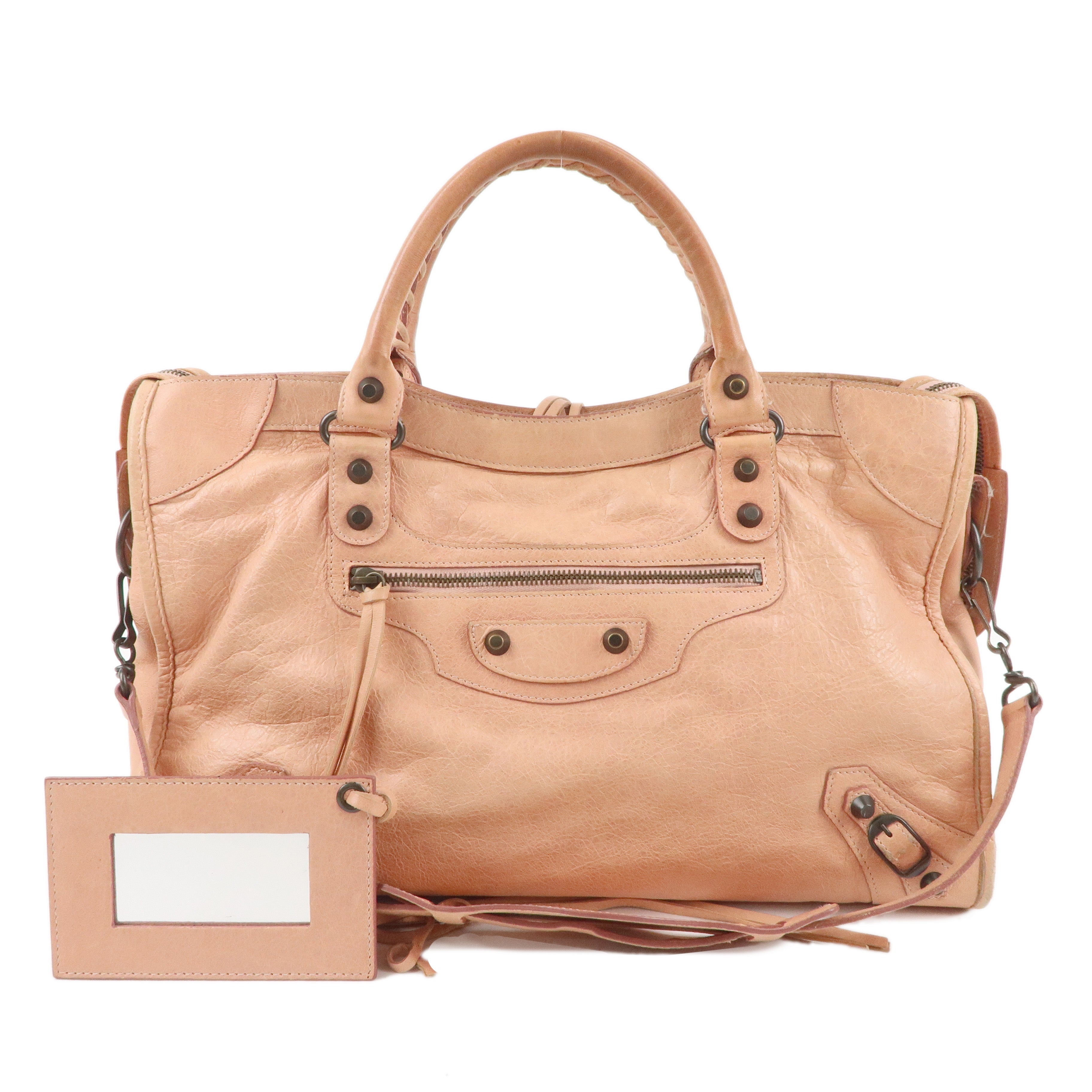 BALENCIAGA The City Leather 2Way Hand Bag Coral Pink 115748