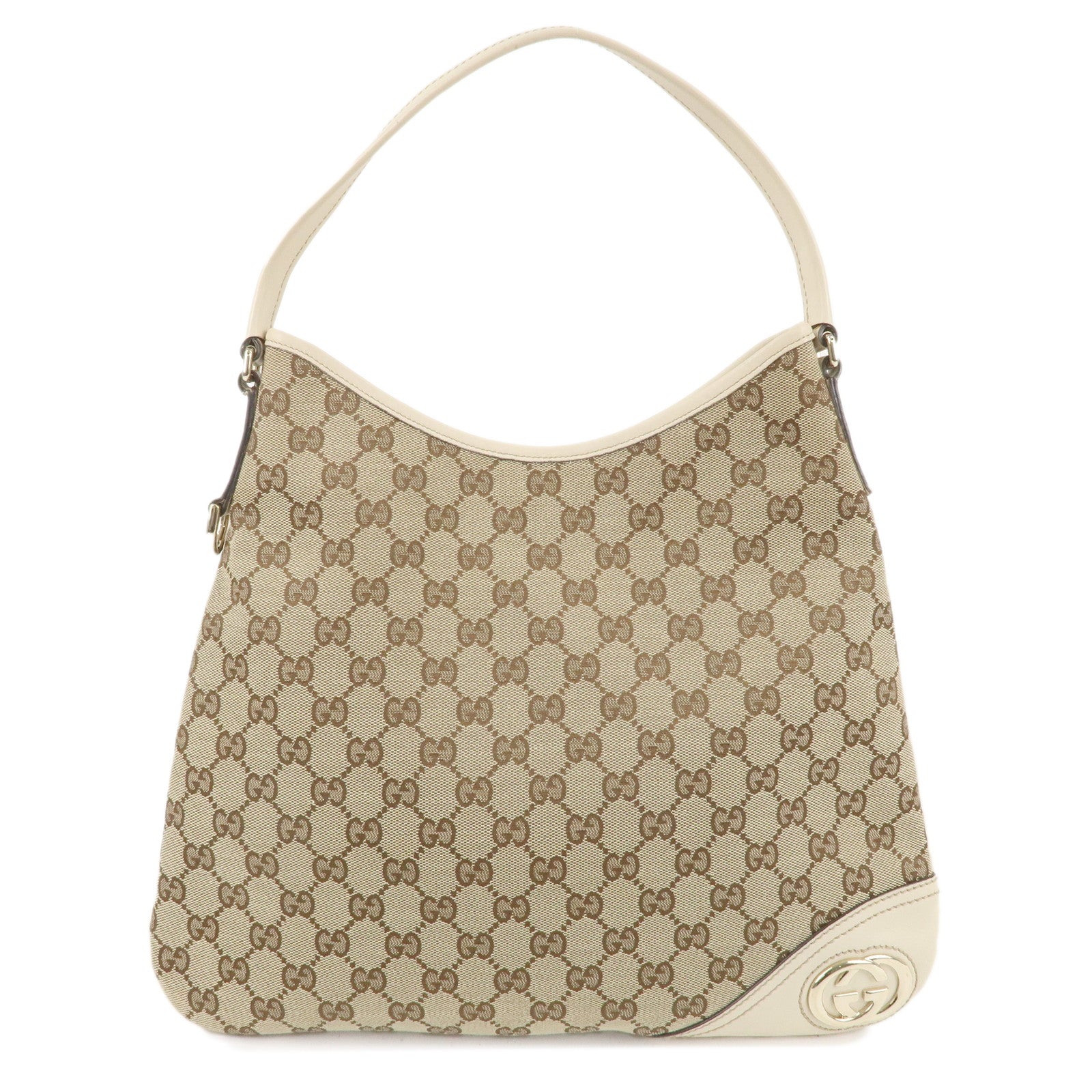 GUCCI-Interlocking-G-Sherry-GG-Canvas-Leather-Shoulder-Bag-169947