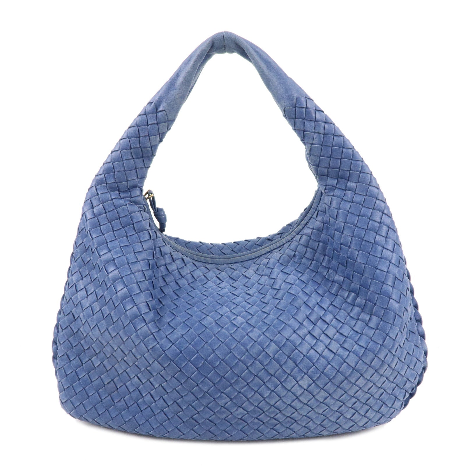 BOTTEGA VENETA Intrecciato Hobo Leather Shoulder Bag Blue 115653