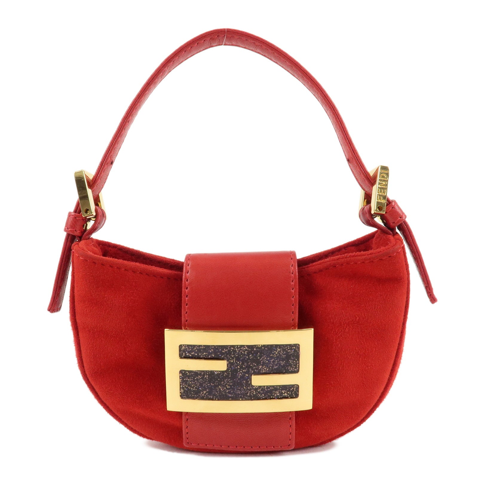 FENDI-Suede-Leather-Mini-Croissant-Hand-Bag-Red-26673