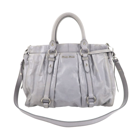 MIU-MIU-Leather-2Way-Shoulder-Bag-Hand-Bag-Gray-RT0383