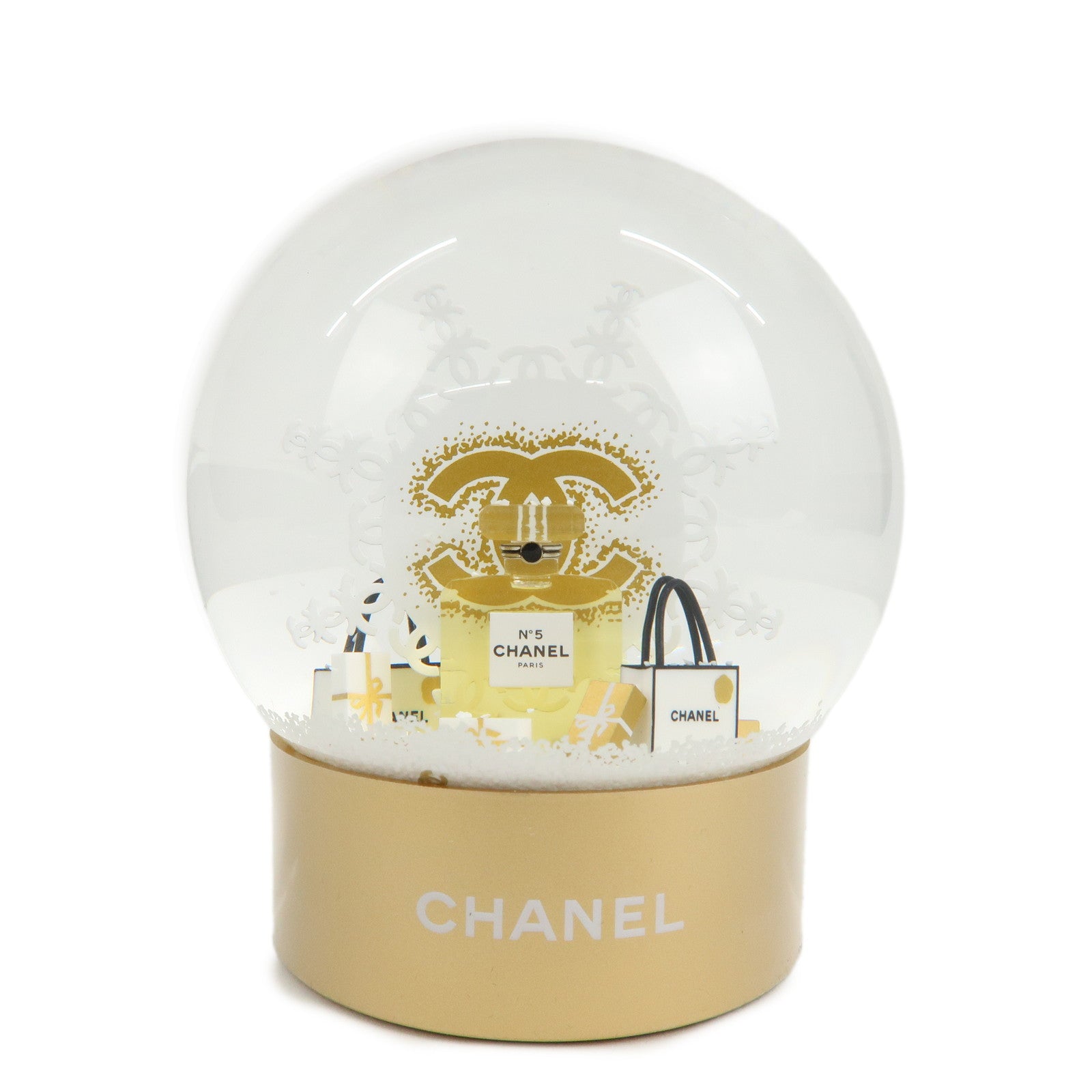 CHANEL-COCO-Mark-No.5-Glass-Snow-Dome-2024-Novelty-White-Gold