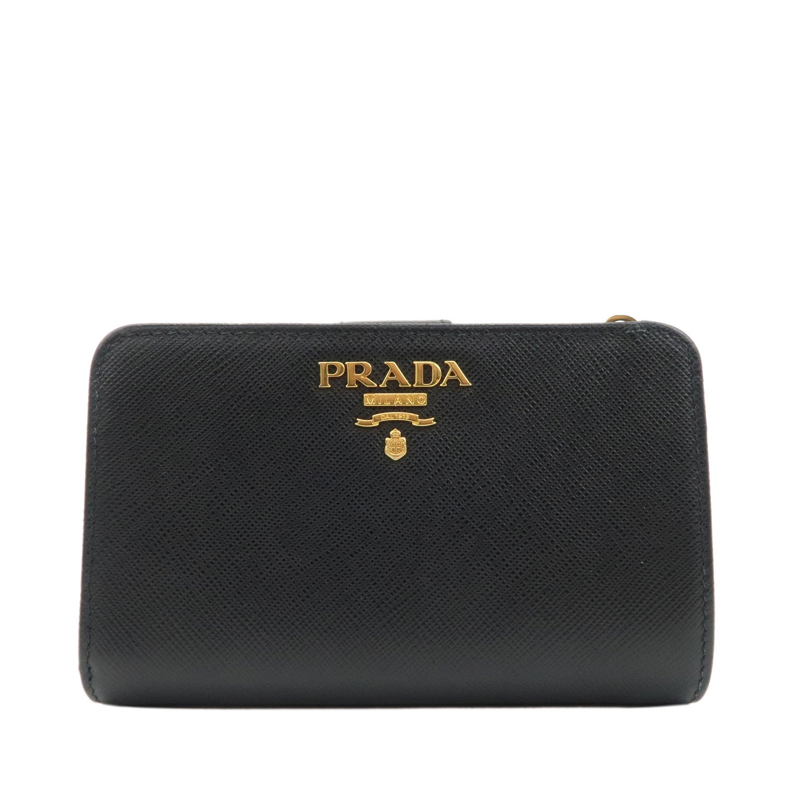 PRADA-Saffiano-Leather-Bi-Fold-Wallet-Purse-Black-1ML225