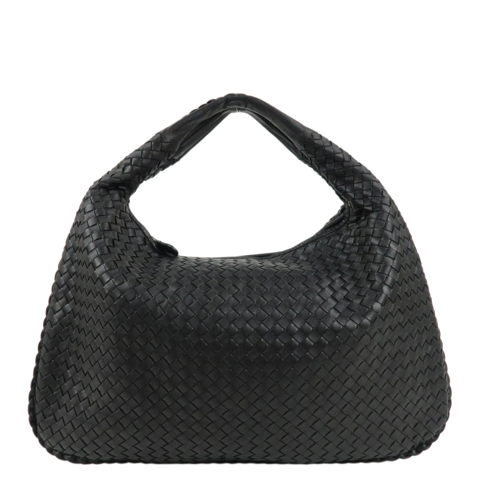 BOTTEGA-VENETA-Hobo-Intrecciato-Leather-Shoulder-Bag-Black-115654