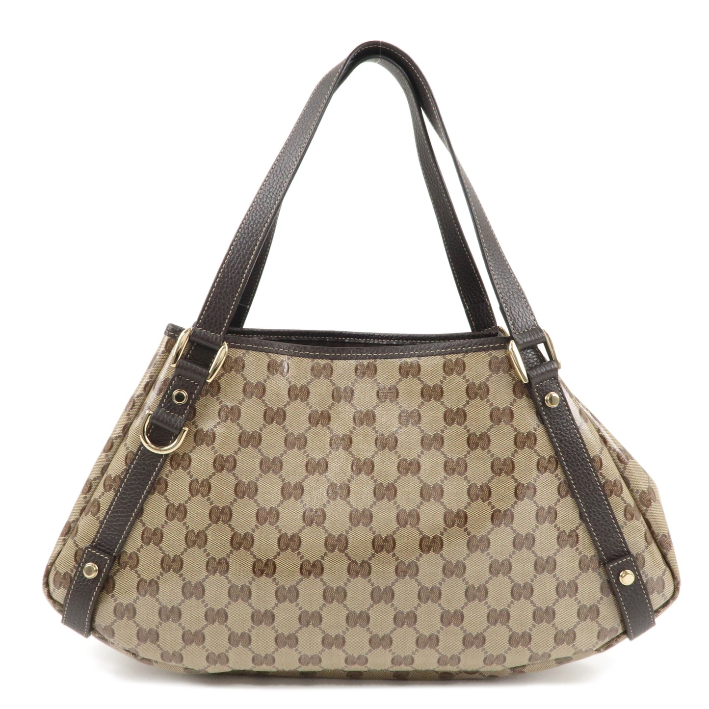 GUCCI Abbey GG Crystal Leather Tote Bag Beige Brown 293578