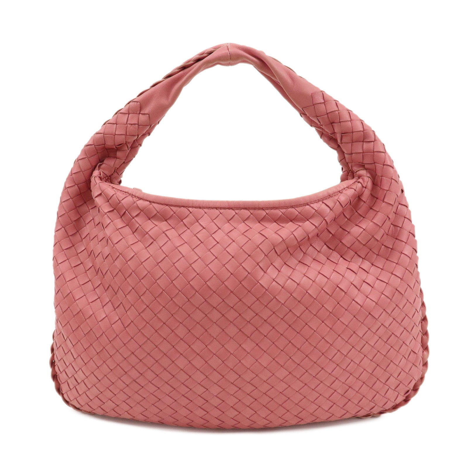 BOTTEGA-VENETA-Intrecciato-Leather-Shoulder-Bag-Pink-115653