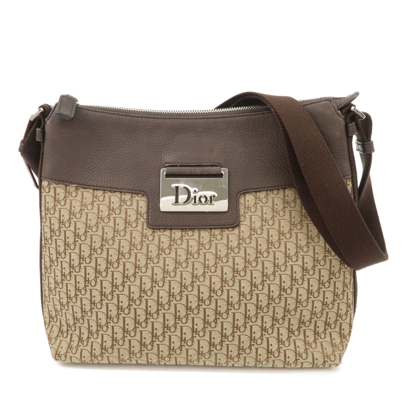 Christian-Dior-Street-Chic-Trotter-Canvas-Leather-Shoulder-Bag