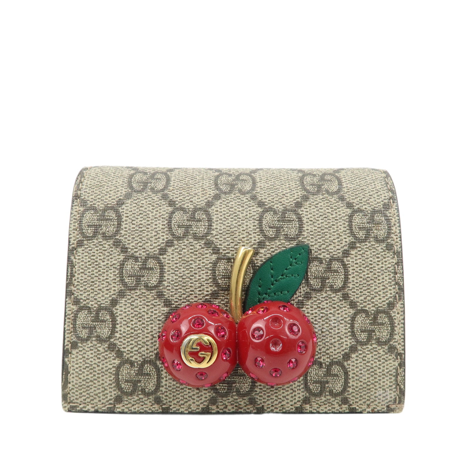 GUCCI-Interlocking-GG-Supreme-Plastic-Card-Case-Wallet-Cherry