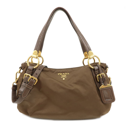 PRADA-Nylon-Leather-2Way-Shoulder-Bag-Brown-BR4261