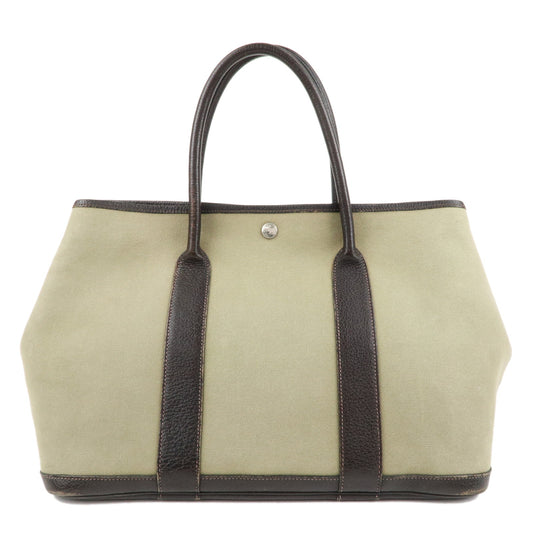HERMES-Canvas-Leather-Garden-Party-PM-T-Stamped-Tote-Bag-Khaki