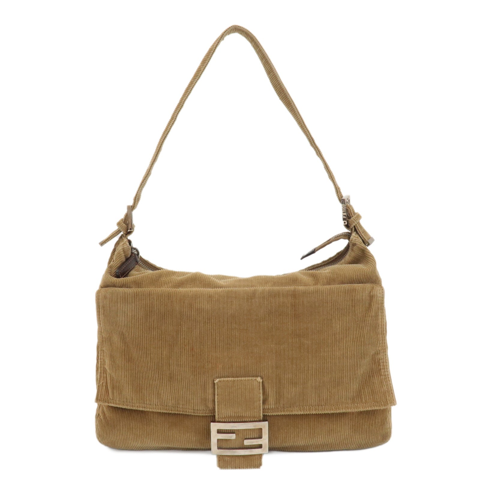 FENDI-Corduroy-Shoulder-Bag-Hand-Bag-Khaki-26425