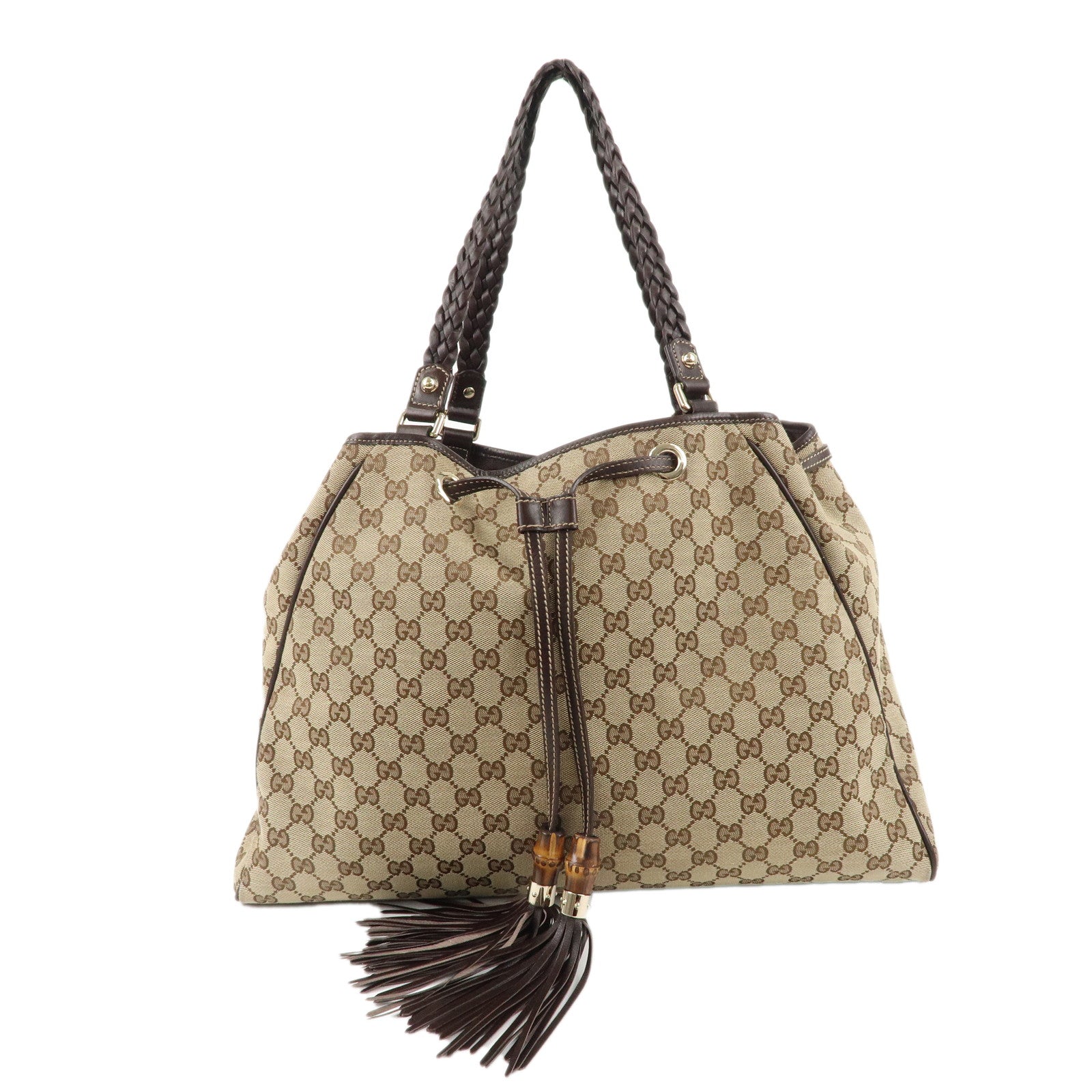 GUCCI-Bamboo-GG-Canvas-Leather-Tassel-Shoulder-Bag-170206