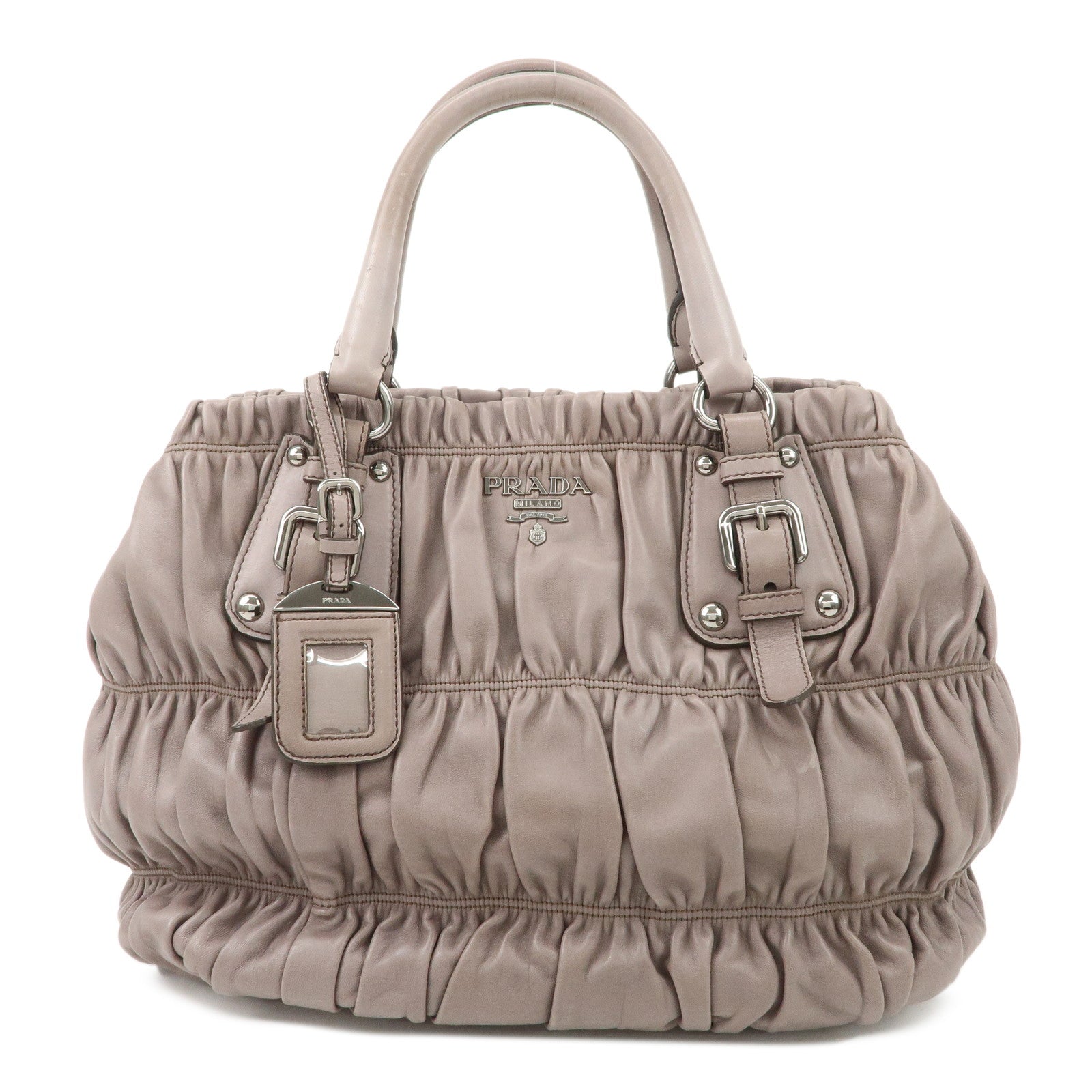 PRADA-Nappa-Gaufre-Leather-2Way-Bag-Hand-Bag-Grey