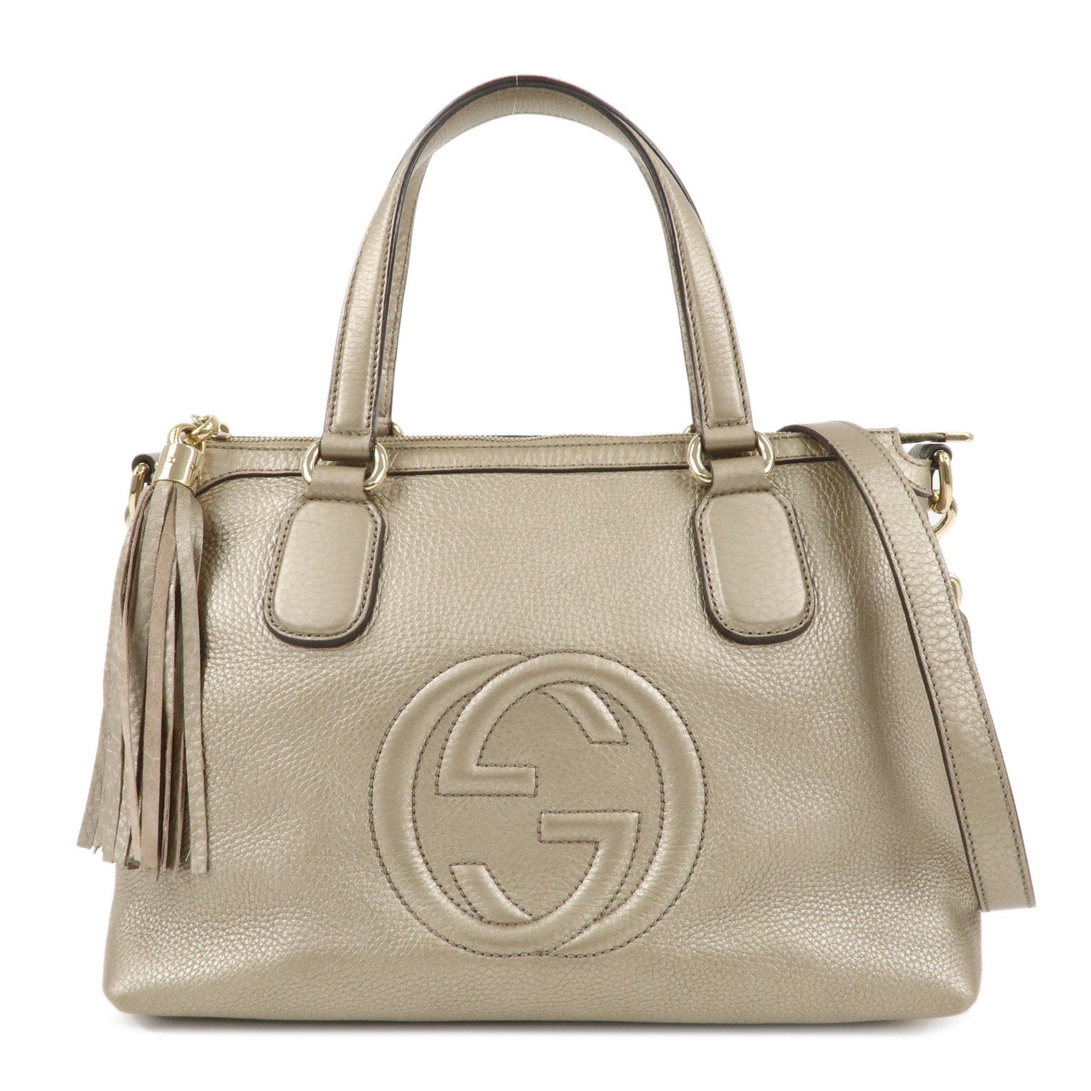 GUCCI-SOHO-Leather-2Way-Bag-Shoulder-Bag-Hand-Bag-Gold-308362